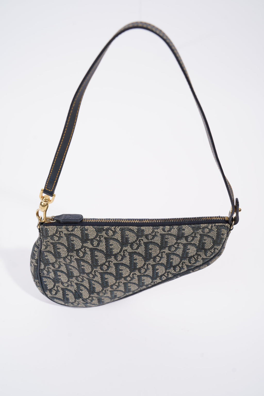 Christian Dior Mini Saddle Blue And Grey Oblique Canvas
