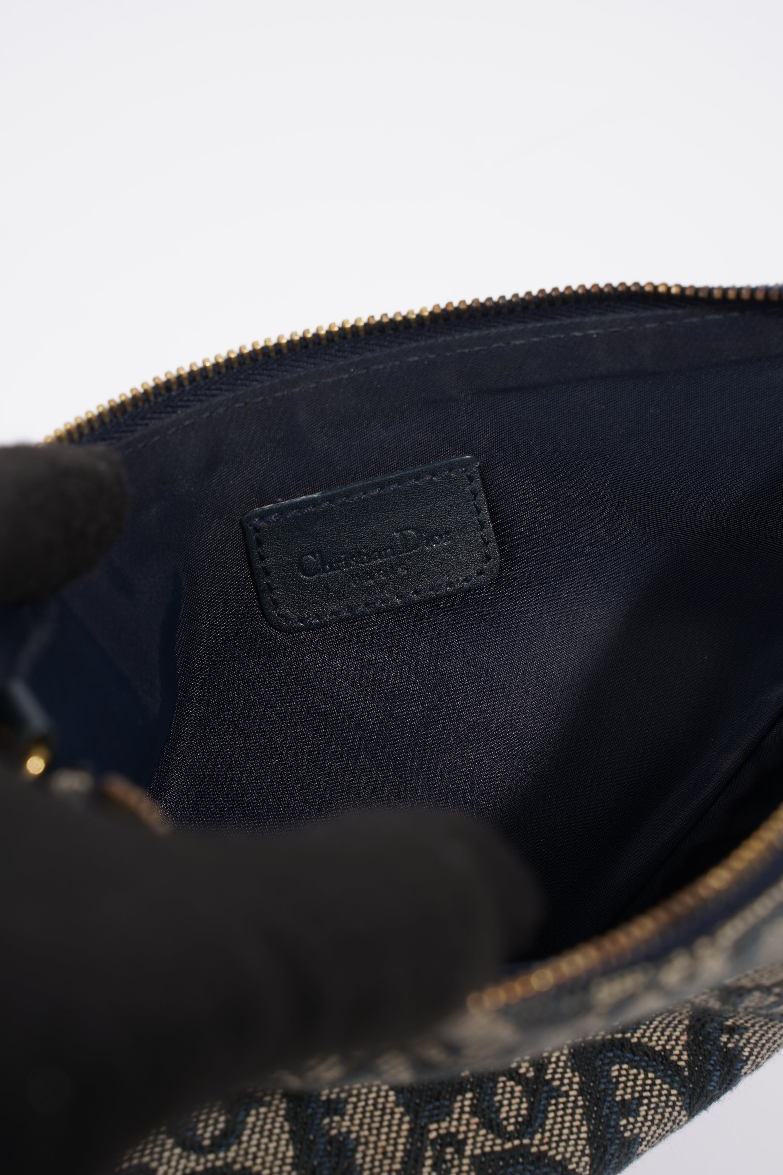 Christian Dior Mini Saddle Blue And Grey Oblique Canvas