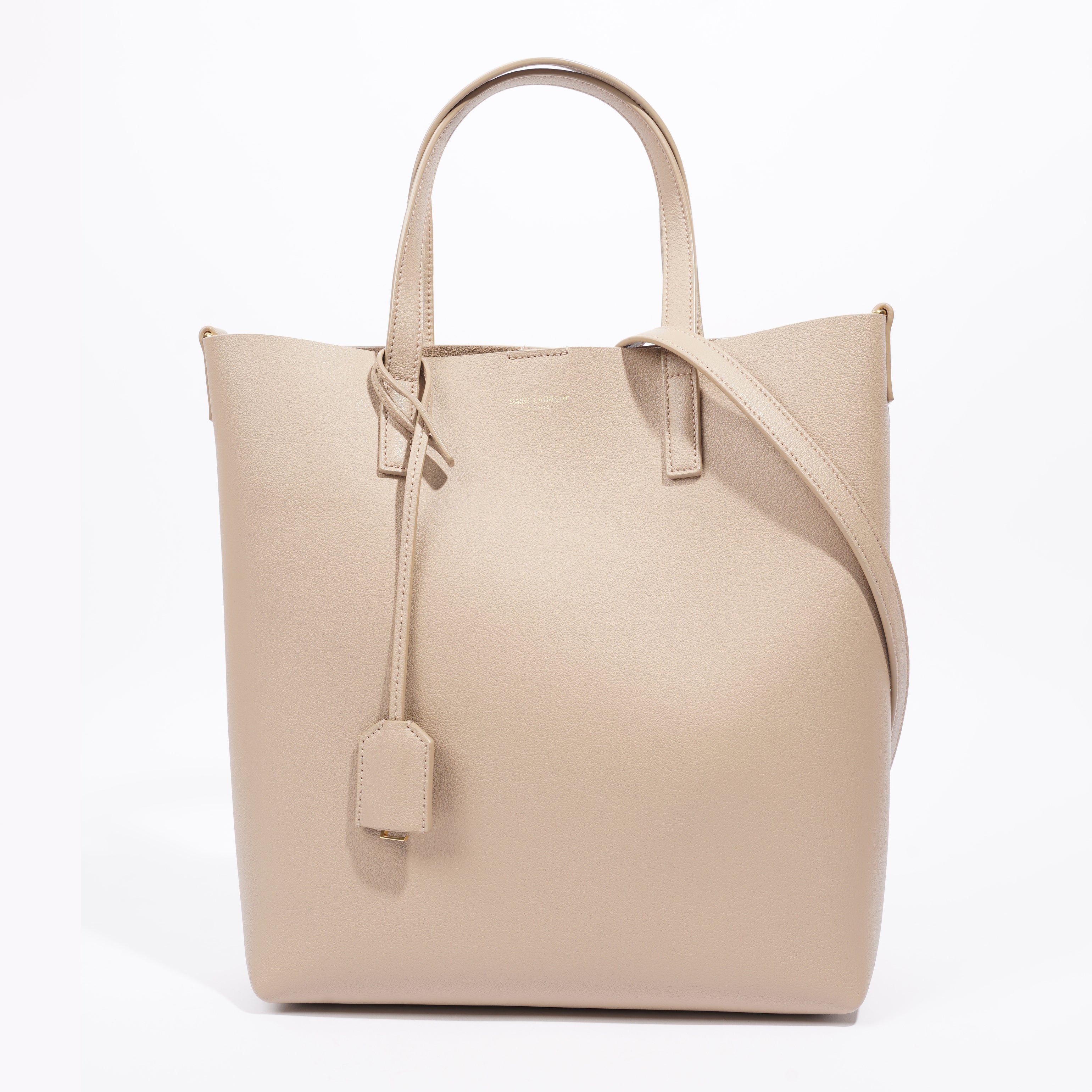 Saint Laurent Toy Shopping Tote Greyish Brown Calfskin Leather
