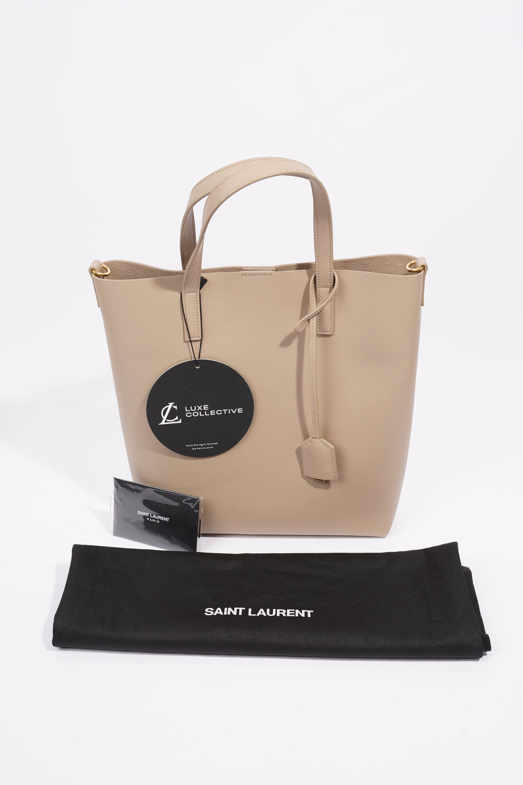 Saint Laurent Toy Shopping Tote Greyish Brown Calfskin Leather