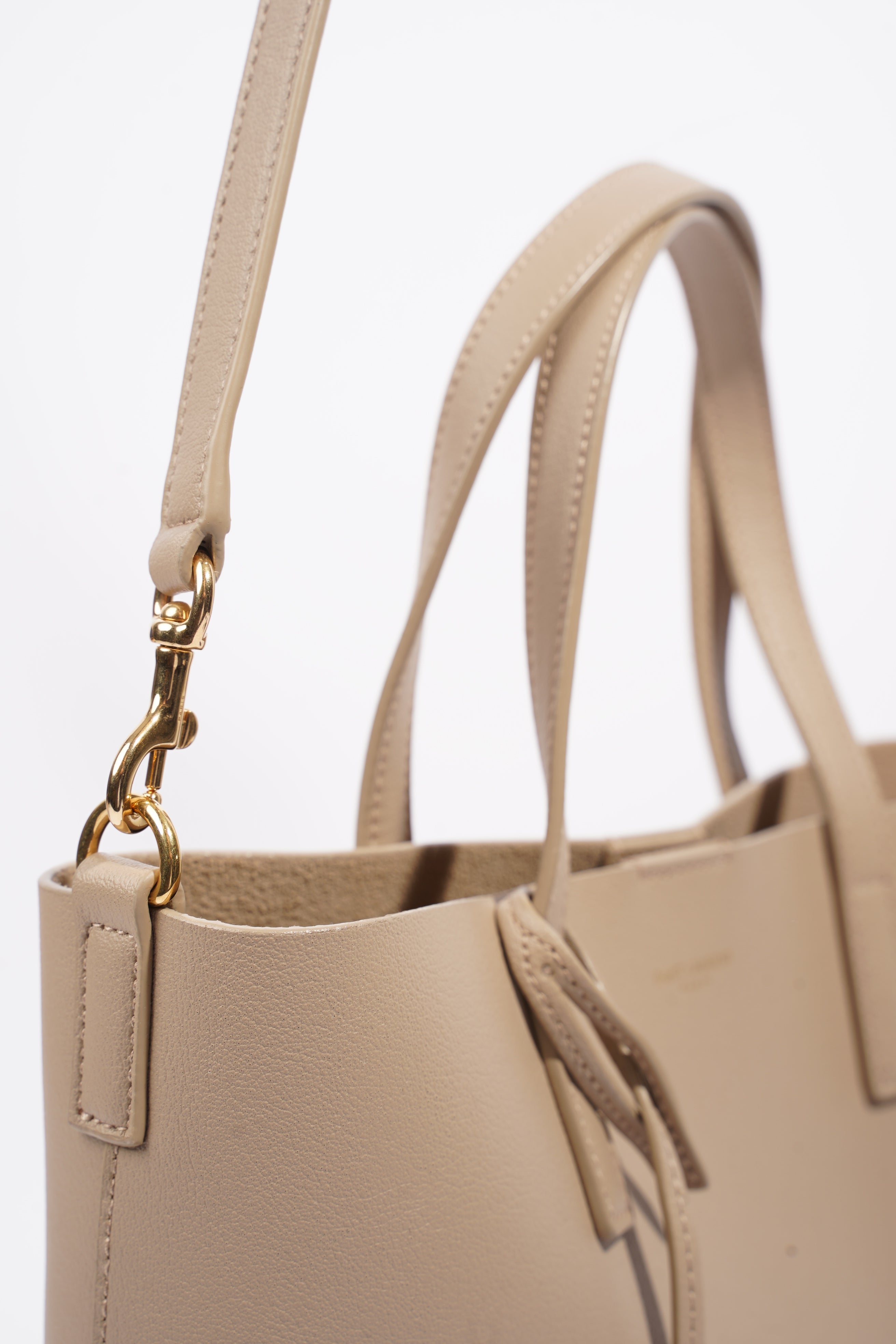 Saint Laurent Toy Shopping Tote Greyish Brown Calfskin Leather