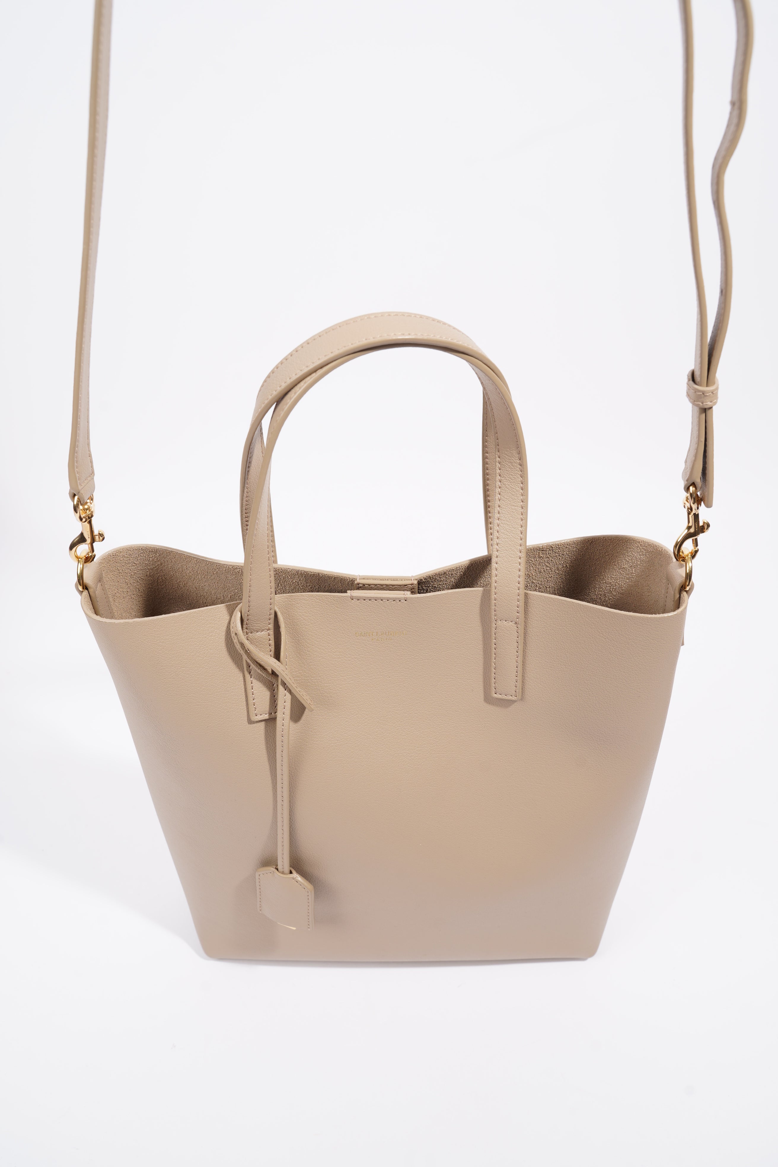 Saint Laurent Toy Shopping Tote Greyish Brown Calfskin Leather