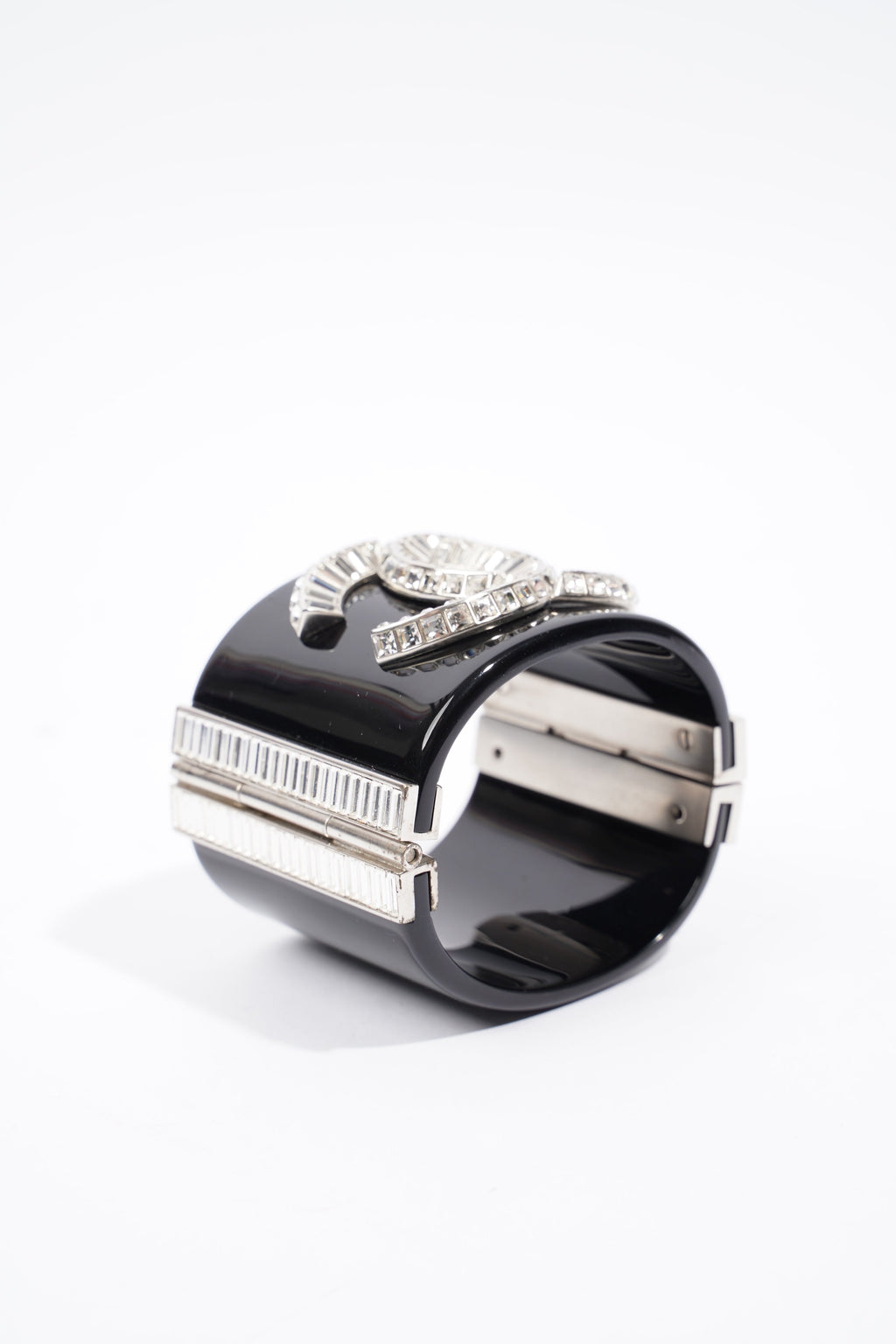 Chanel CC Logo Cuff Black / Diamond Resin 16.5cm