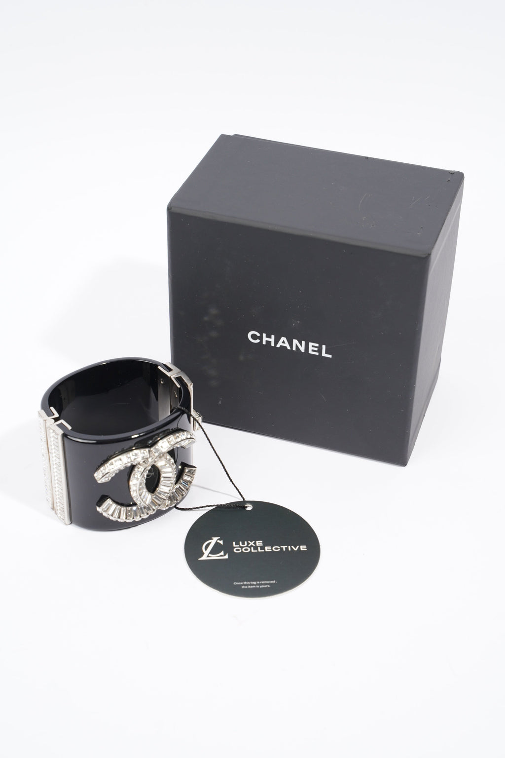 Chanel CC Logo Cuff Black / Diamond Resin 16.5cm