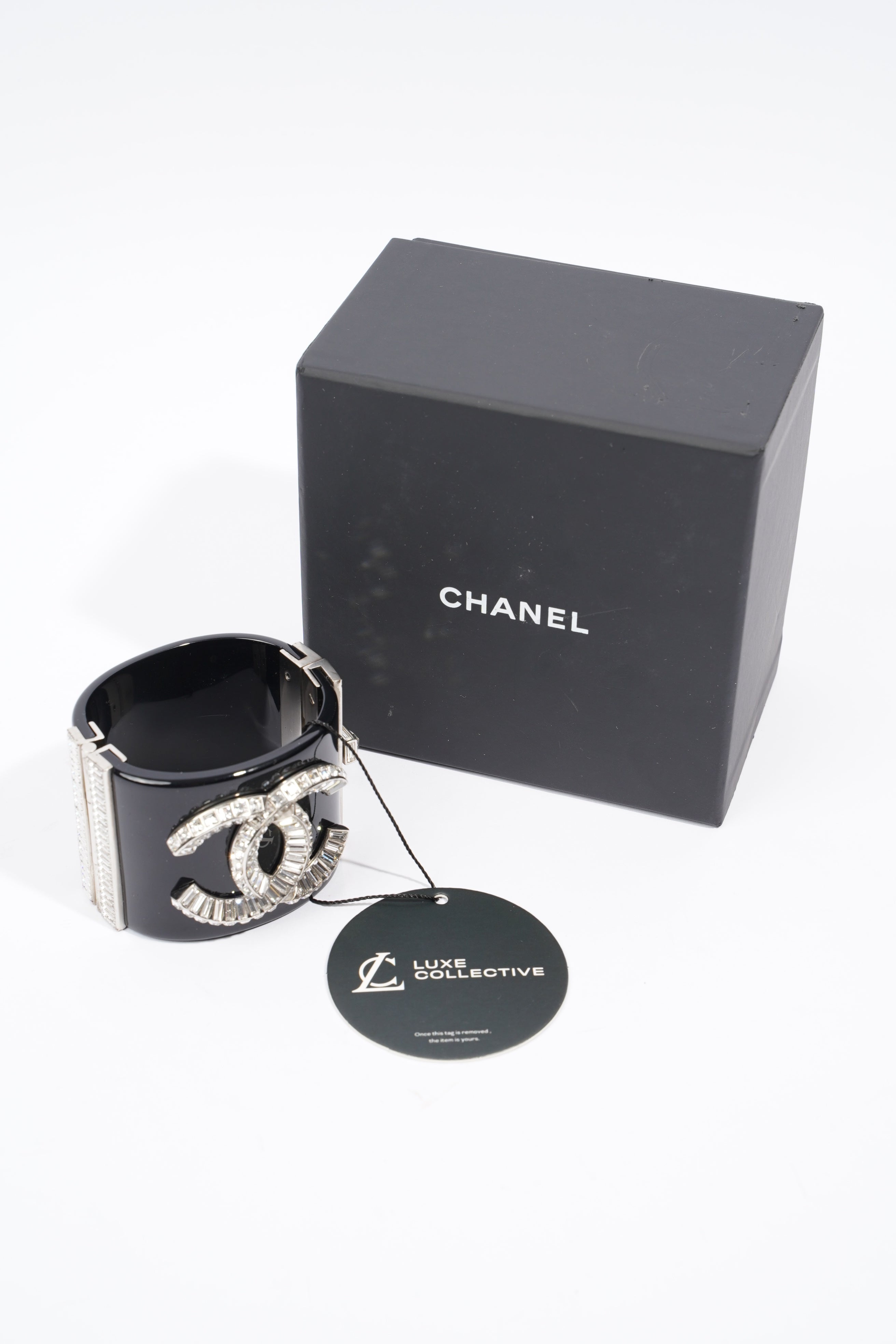 Chanel CC Logo Cuff Black / Diamond Resin 16.5cm