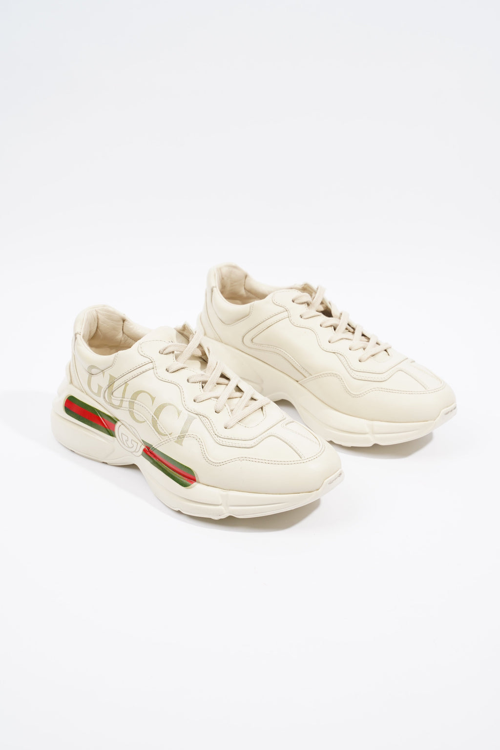 Gucci Rhyton Logo Beige / Red / Green Leather EU 40 UK 7