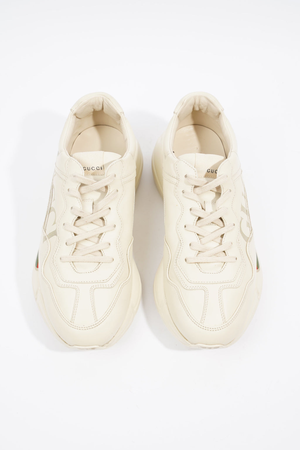 Gucci Rhyton Logo Beige / Red / Green Leather EU 40 UK 7