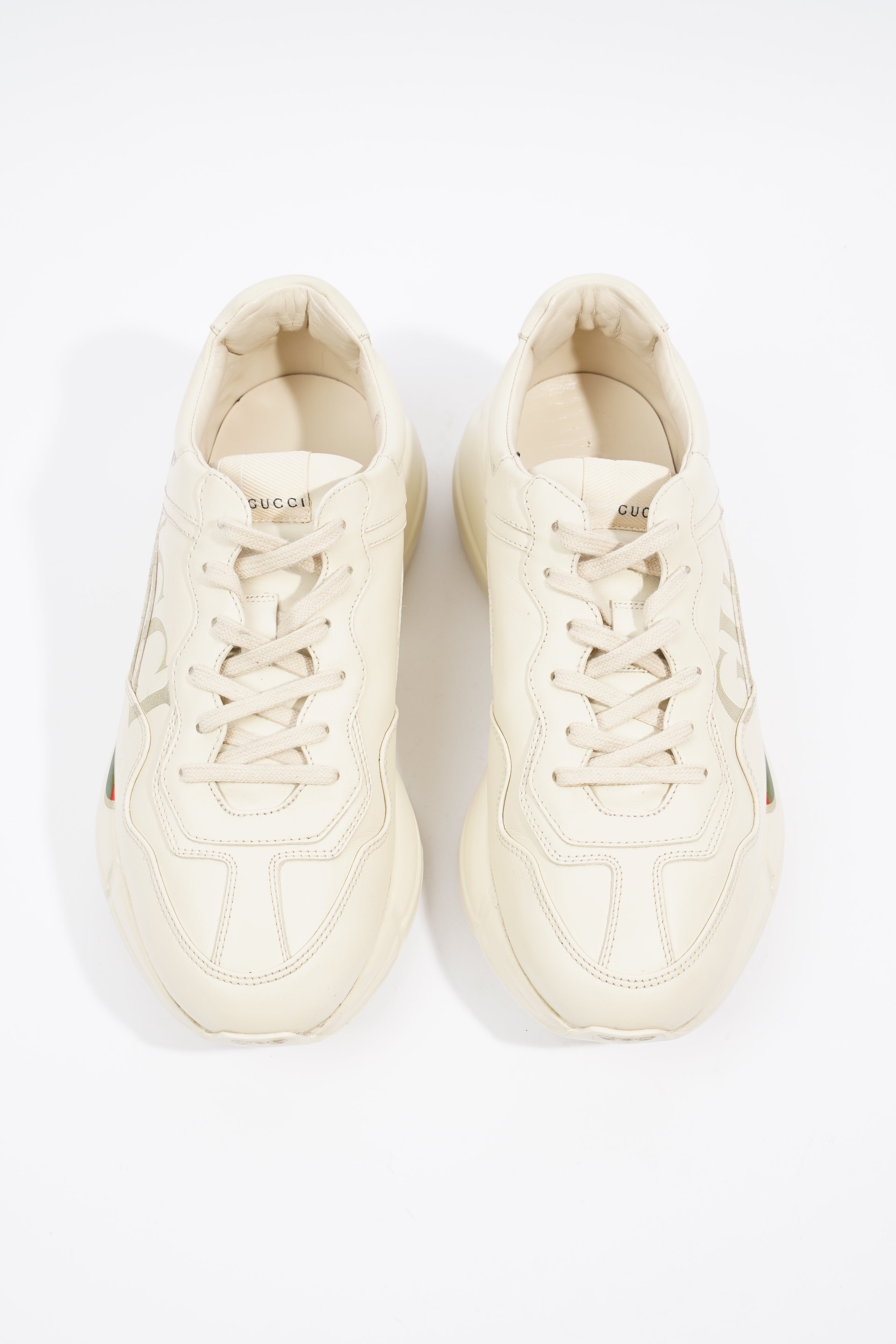 Gucci Rhyton Logo Beige / Red / Green Leather EU 40 UK 7