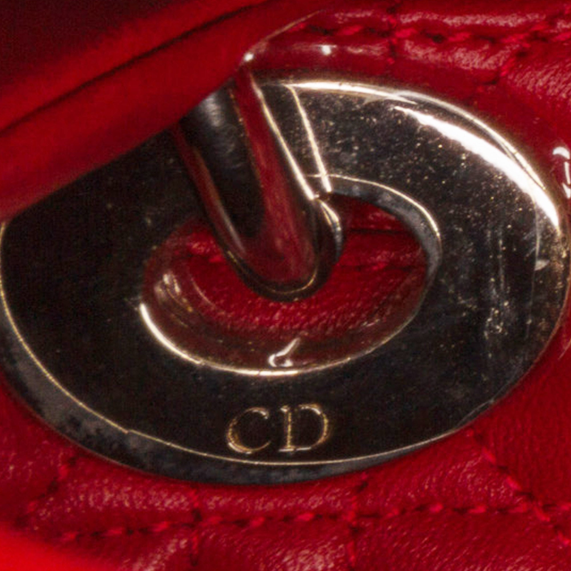 Dior Lady Dior Medium Red Cannage Quilted Leather