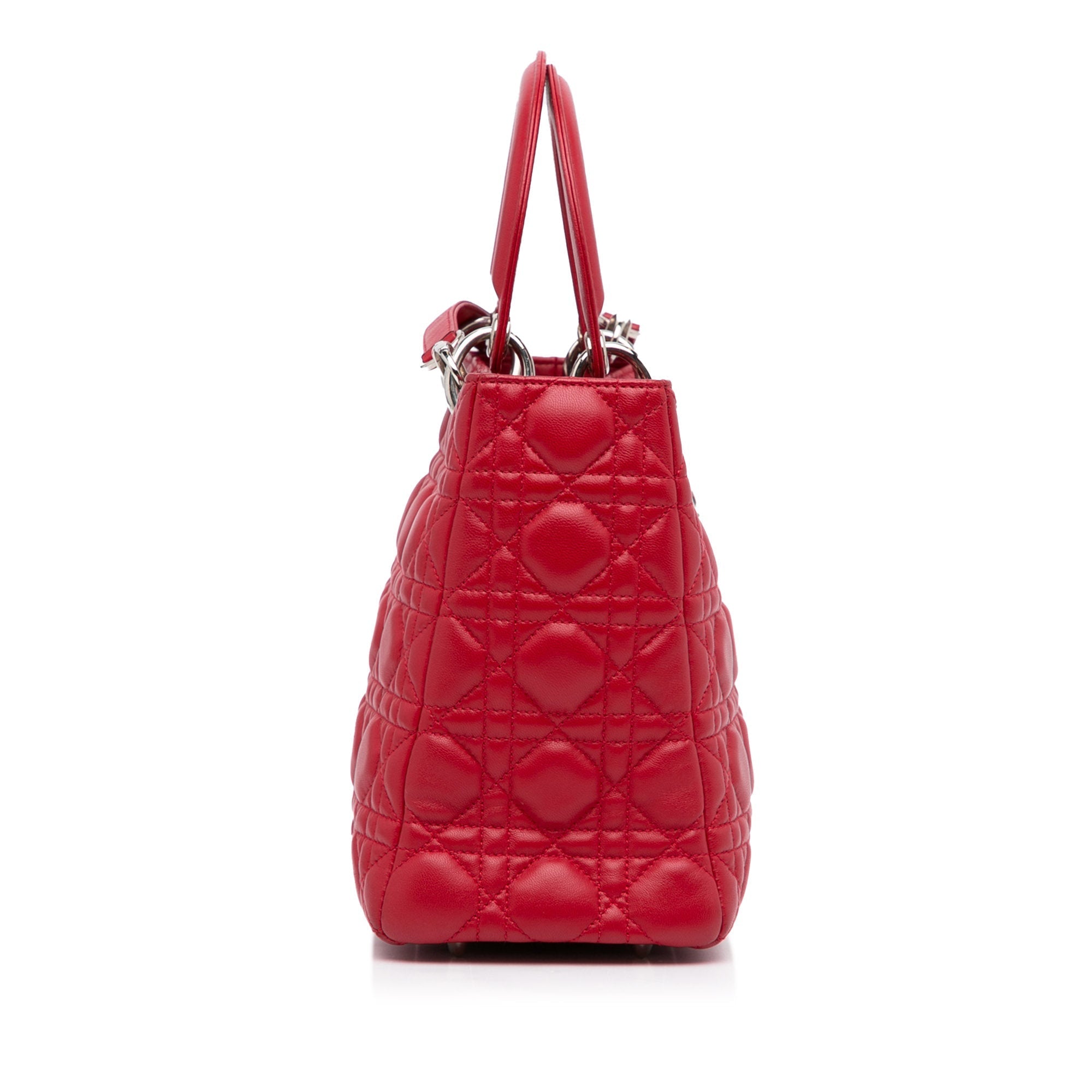 Dior Lady Dior Medium Red Cannage Quilted Leather