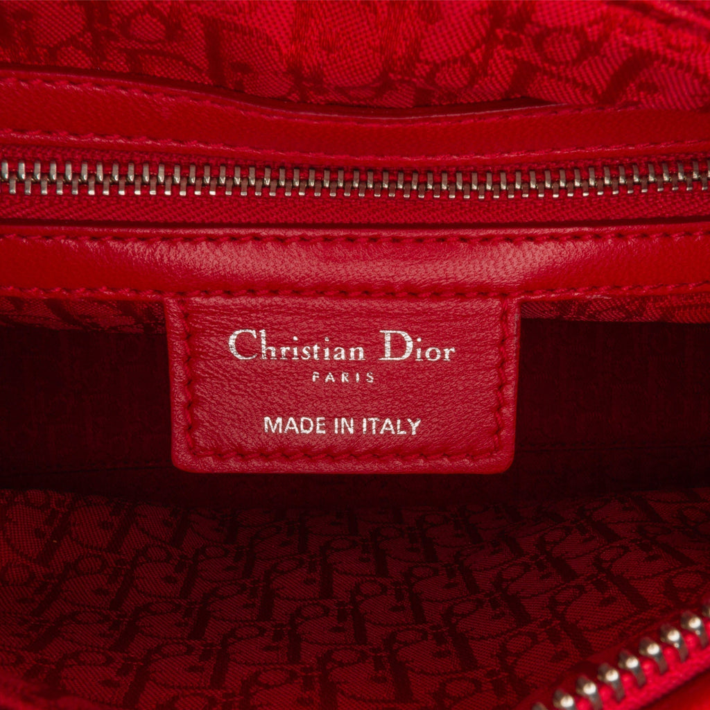 Dior Lady Dior Medium Red Cannage Quilted Leather