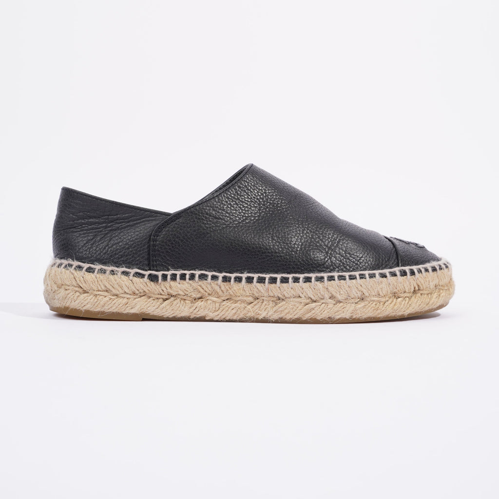 Chanel Espadrilles Black Leather EU 37 UK 4