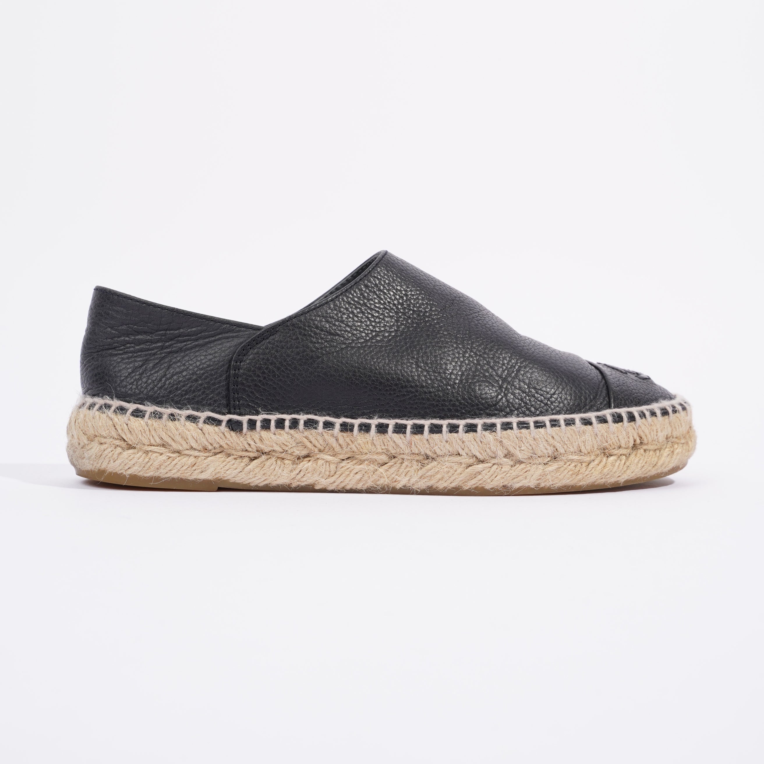 Chanel Espadrilles Black Leather EU 37 UK 4
