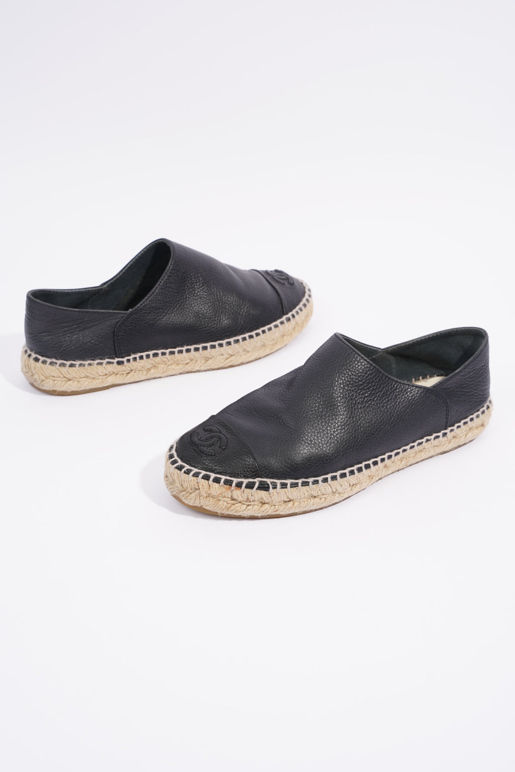 Chanel Espadrilles Black Leather EU 37 UK 4