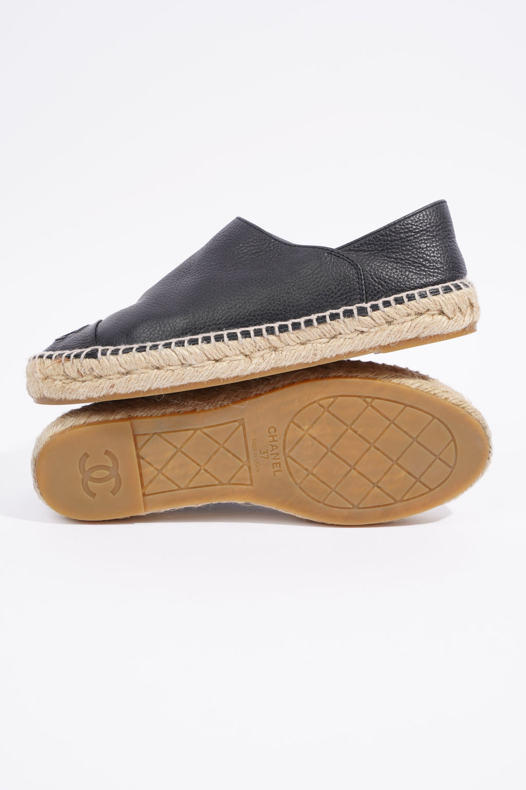 Chanel Espadrilles Black Leather EU 37 UK 4