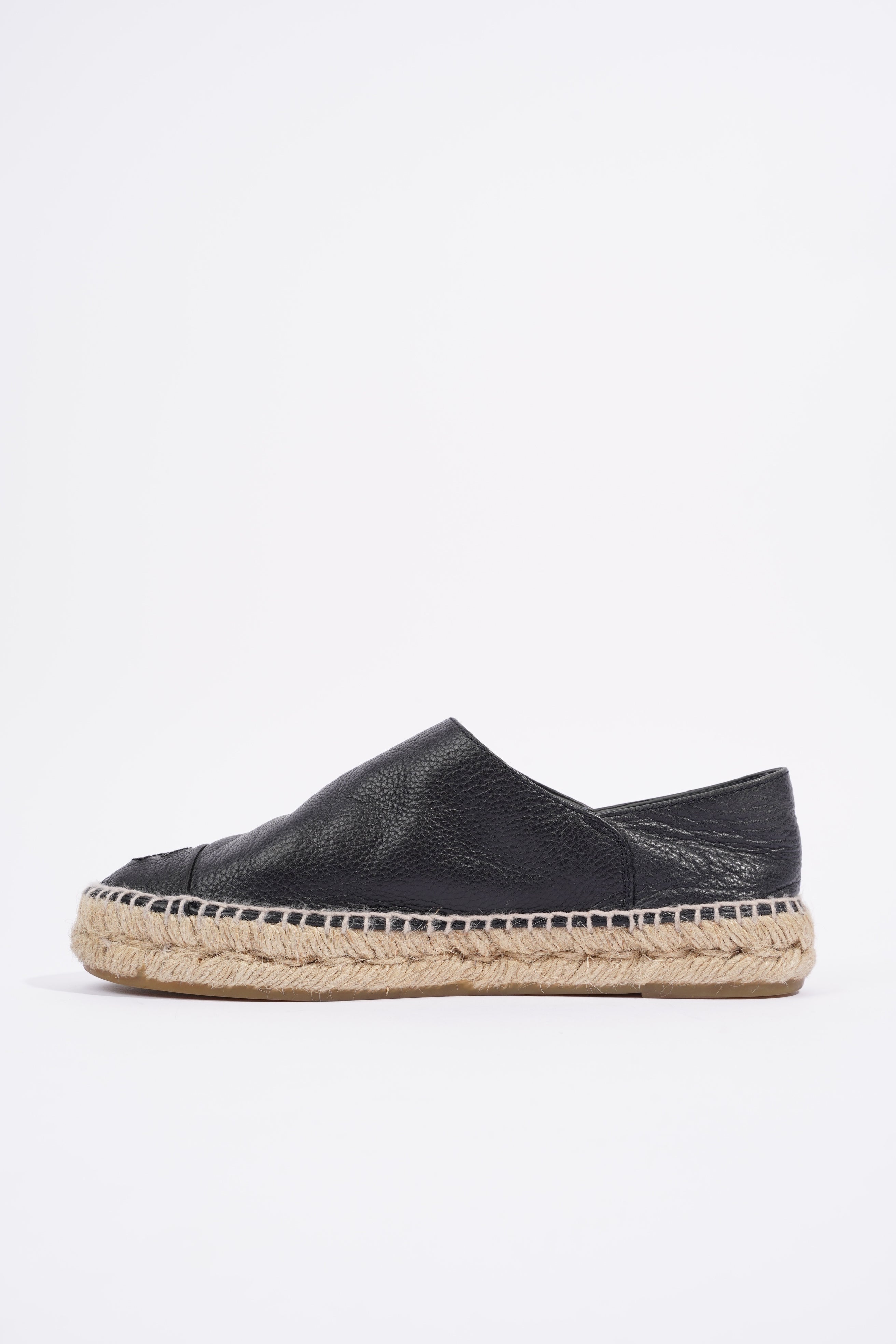 Chanel Espadrilles Black Leather EU 37 UK 4