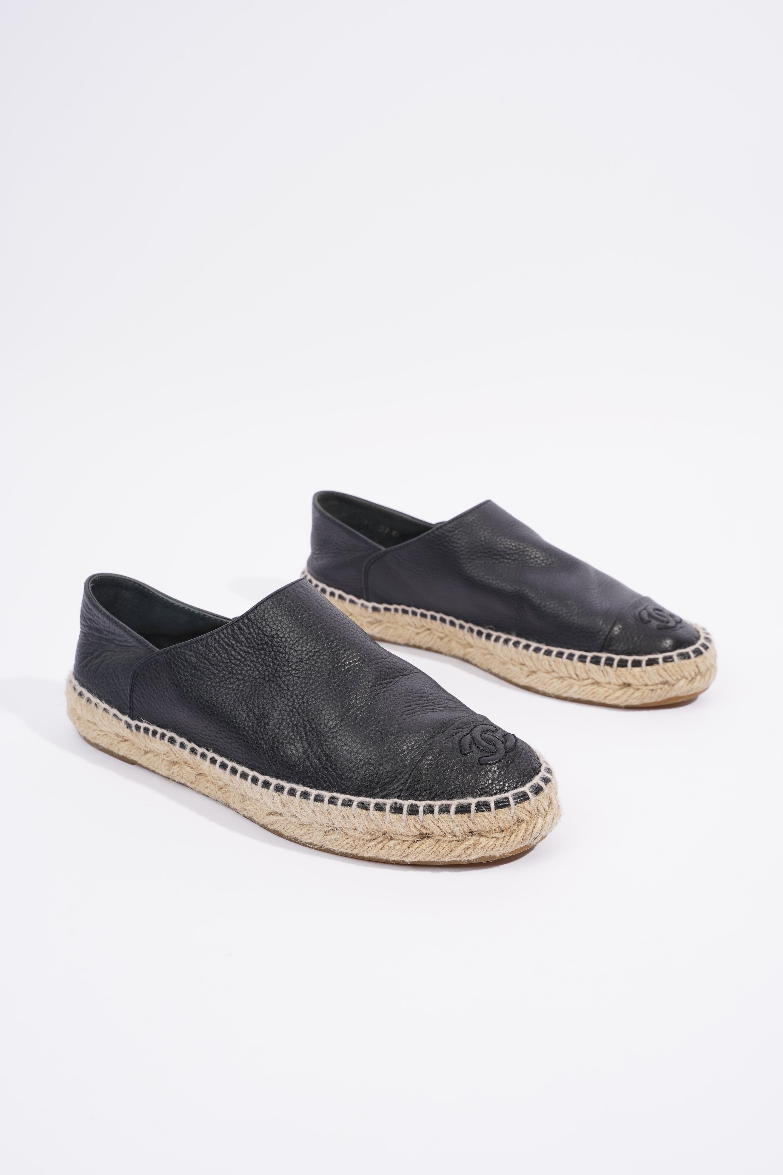 Chanel Espadrilles Black Leather EU 37 UK 4