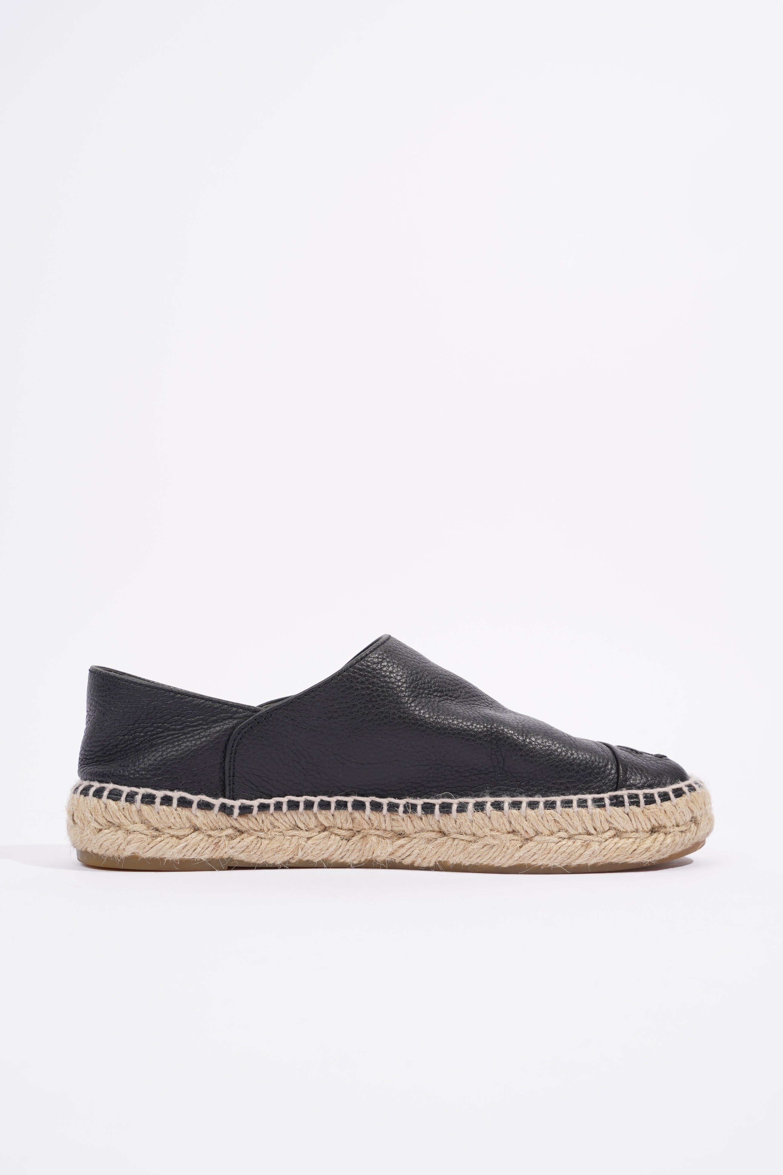 Chanel Espadrilles Black Leather EU 37 UK 4