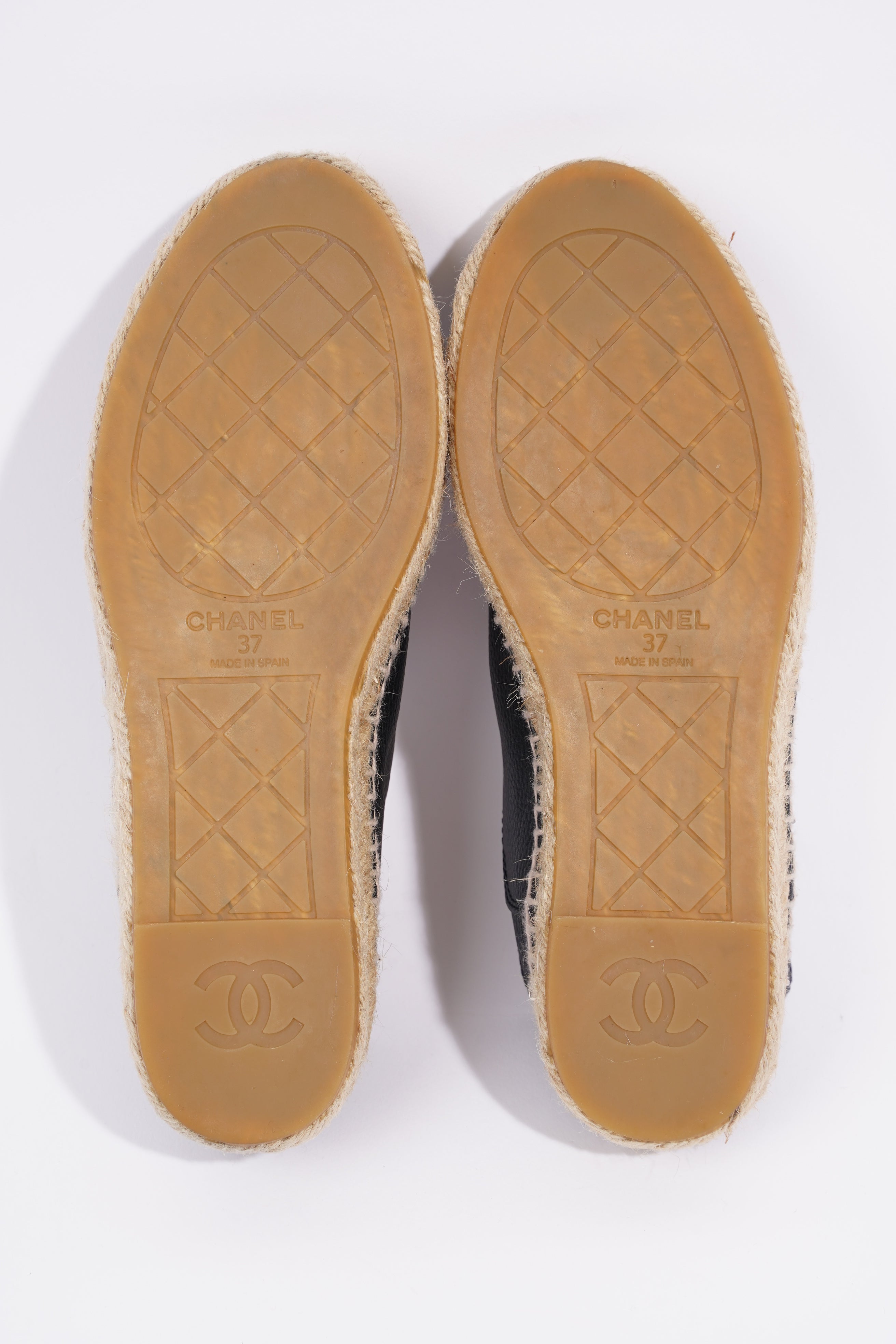 Chanel Espadrilles Black Leather EU 37 UK 4
