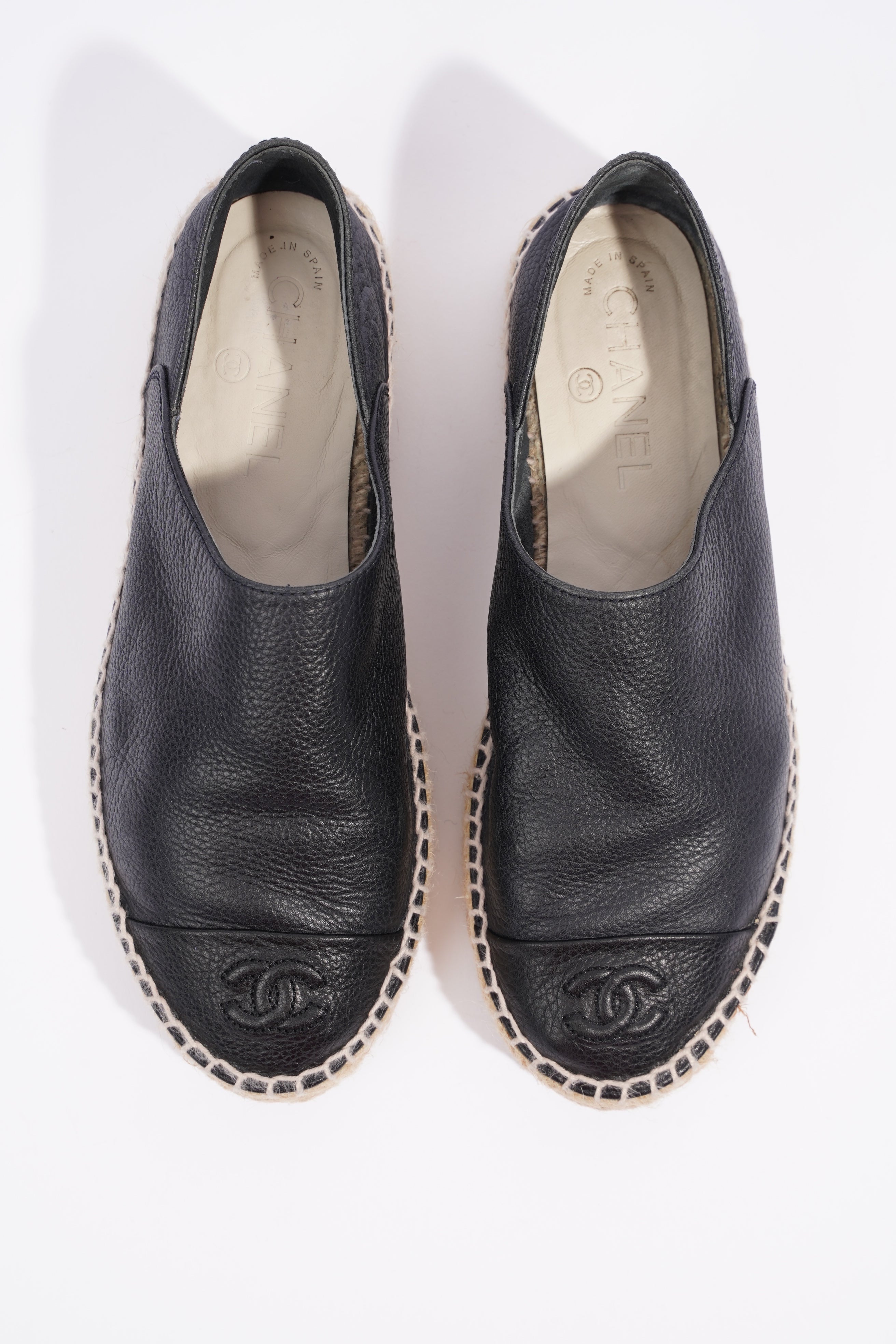 Chanel Espadrilles Black Leather EU 37 UK 4