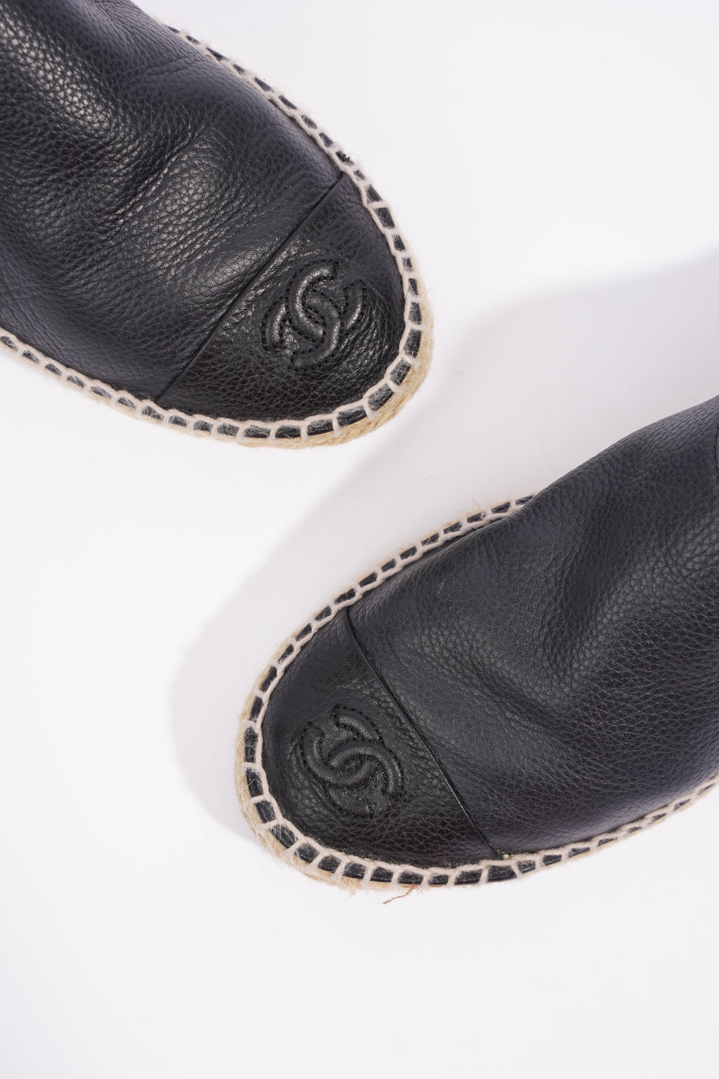 Chanel Espadrilles Black Leather EU 37 UK 4