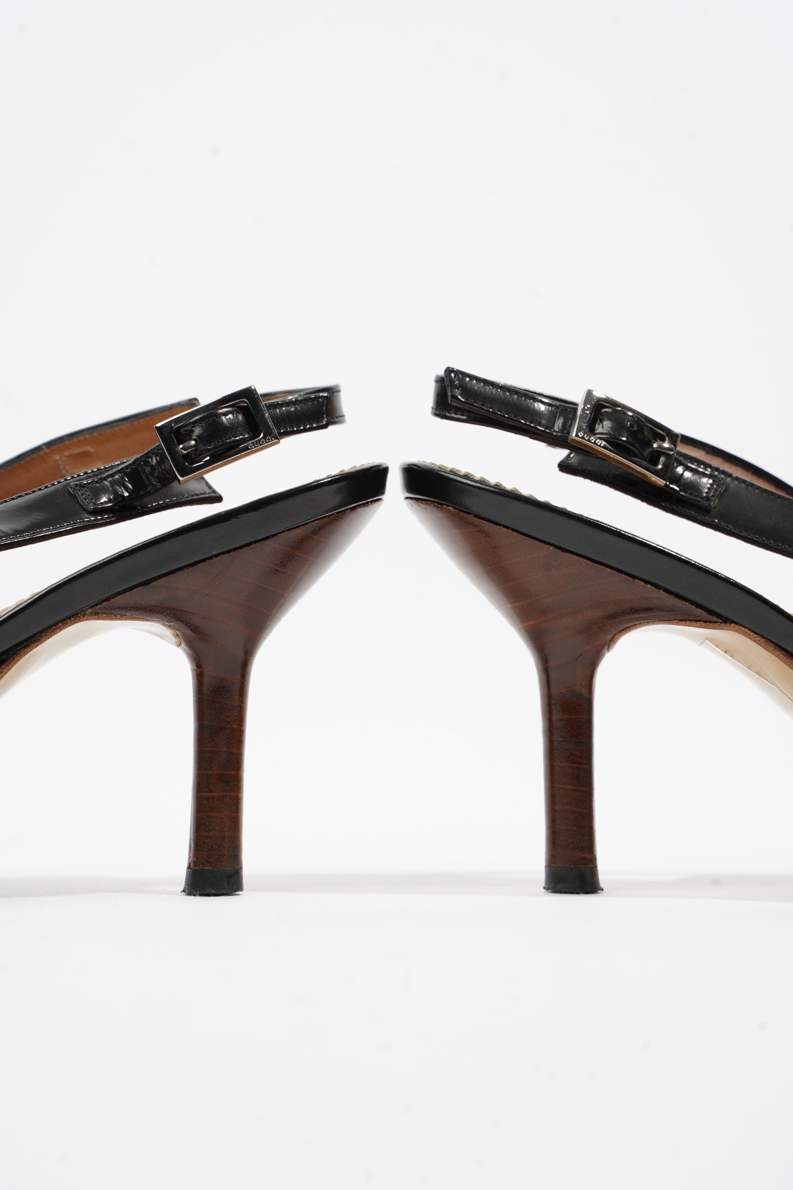 Gucci Slingback Heel 70 Black Leather EU 38 UK 5