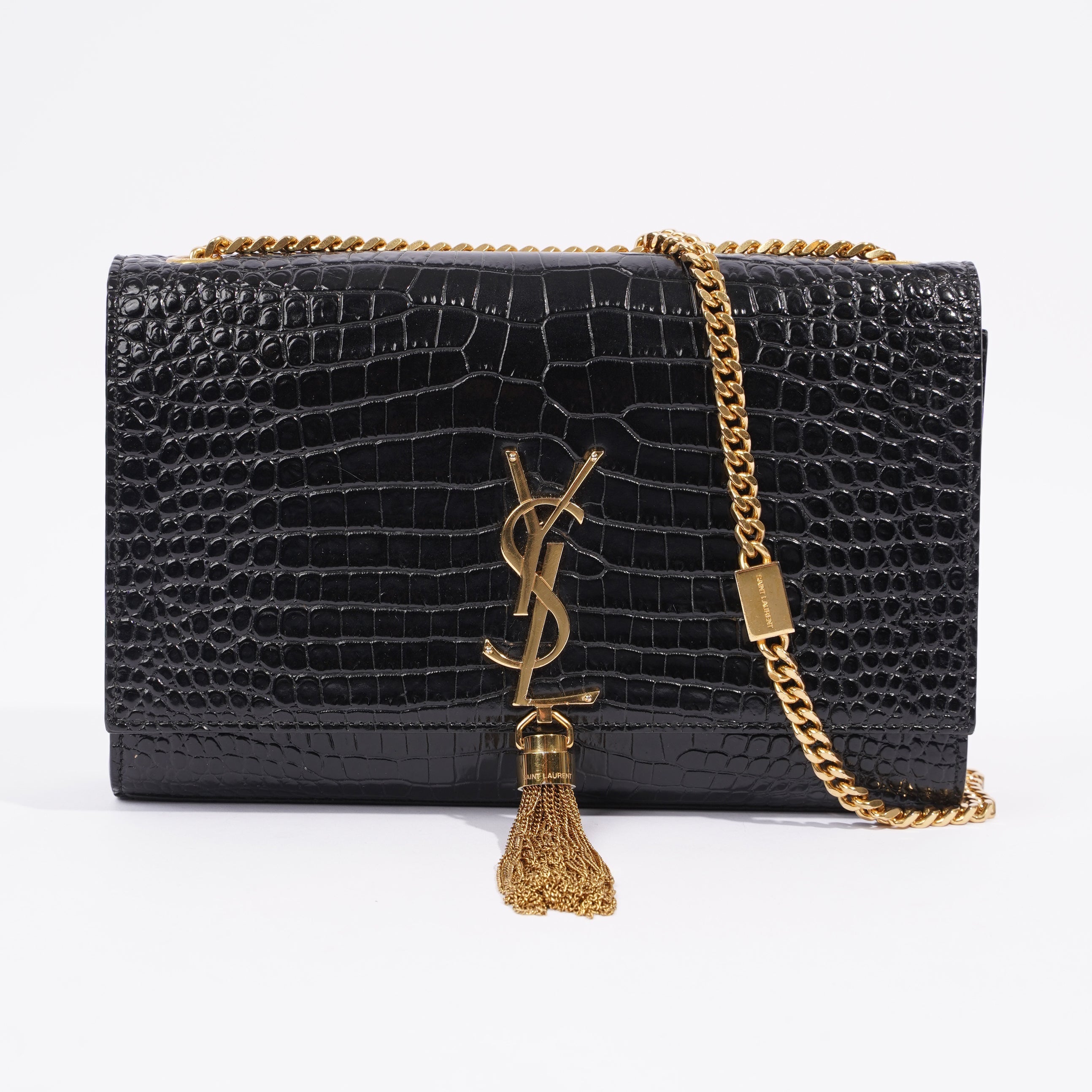 Saint Laurent Medium Kate Black Embossed Leather