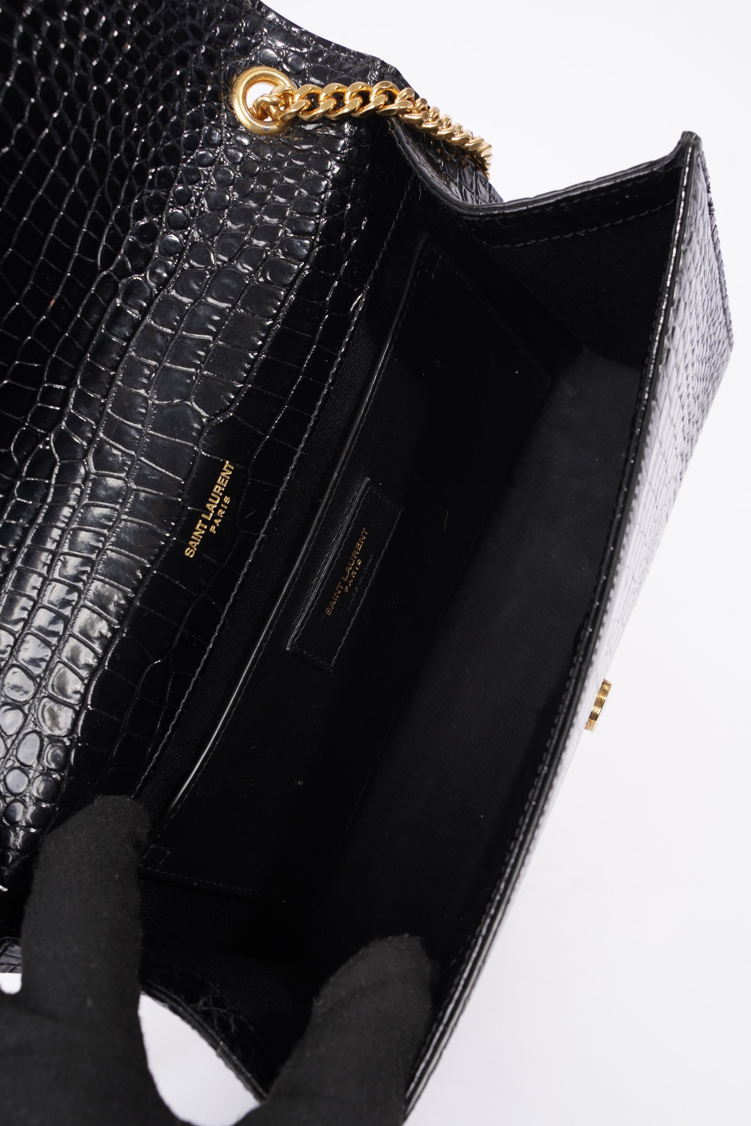 Saint Laurent Medium Kate Black Embossed Leather