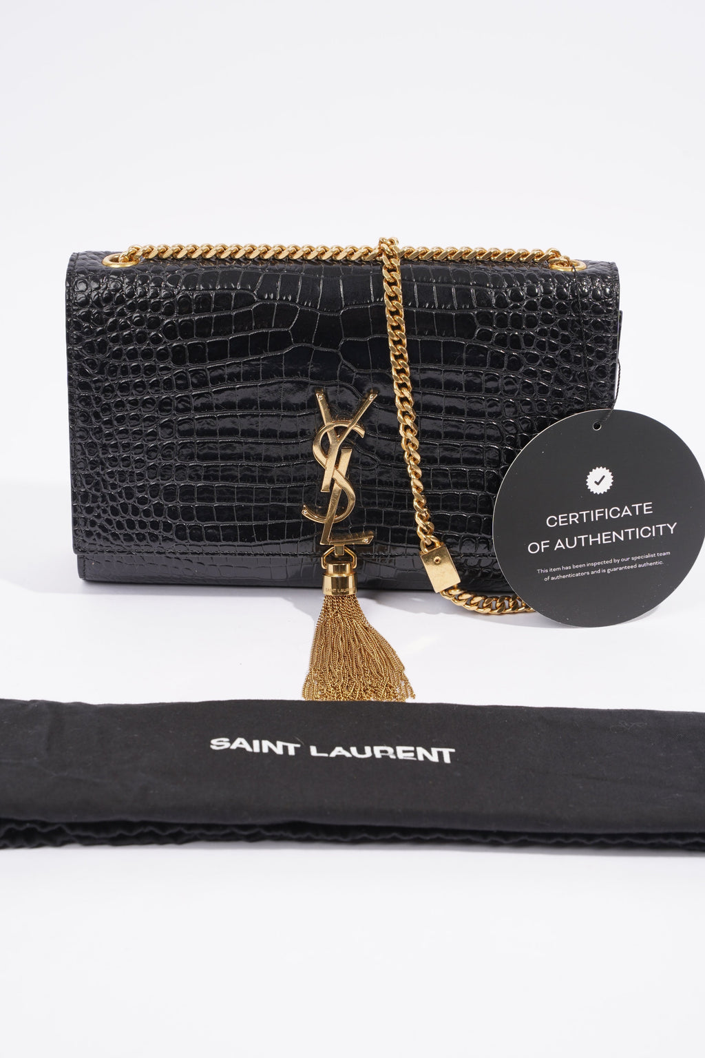 Saint Laurent Medium Kate Black Embossed Leather