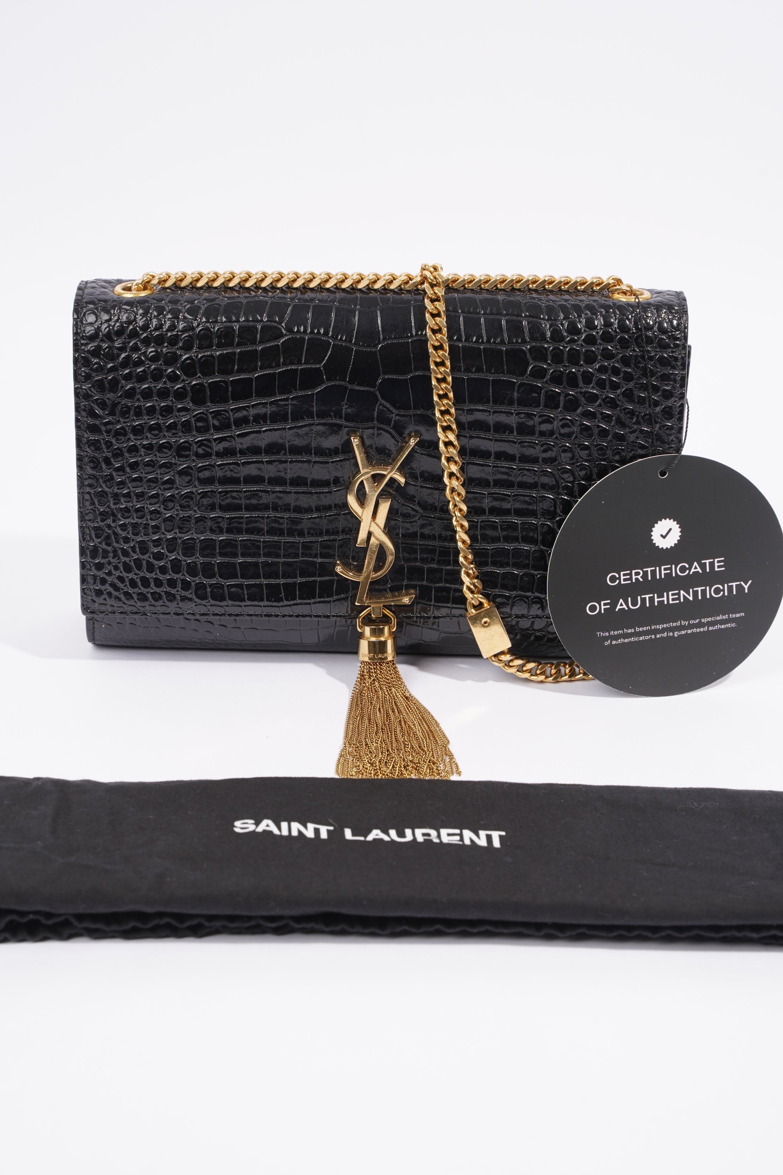Saint Laurent Medium Kate Black Embossed Leather