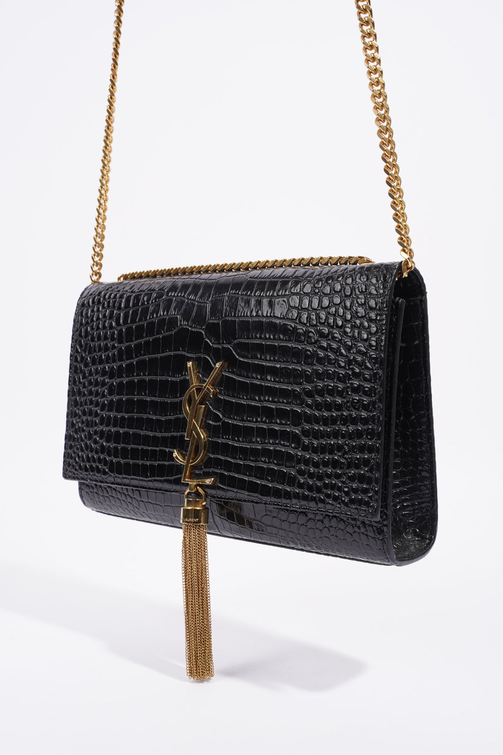 Saint Laurent Medium Kate Black Embossed Leather