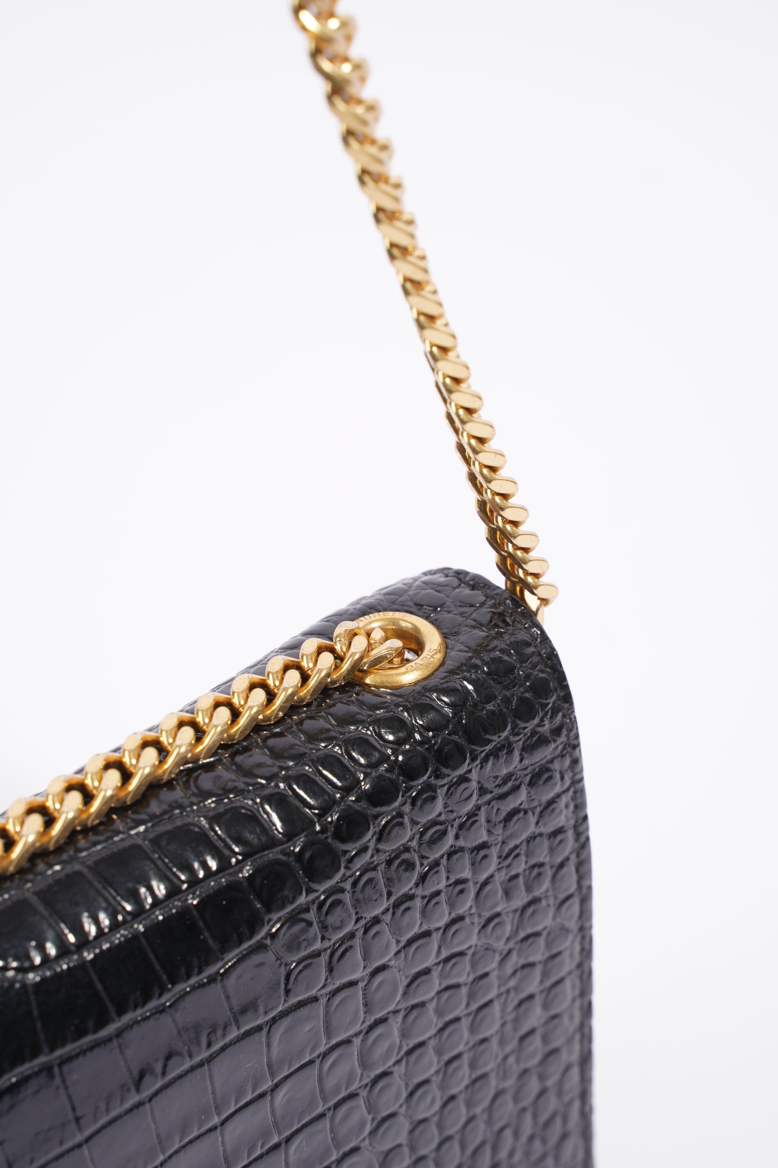 Saint Laurent Medium Kate Black Embossed Leather