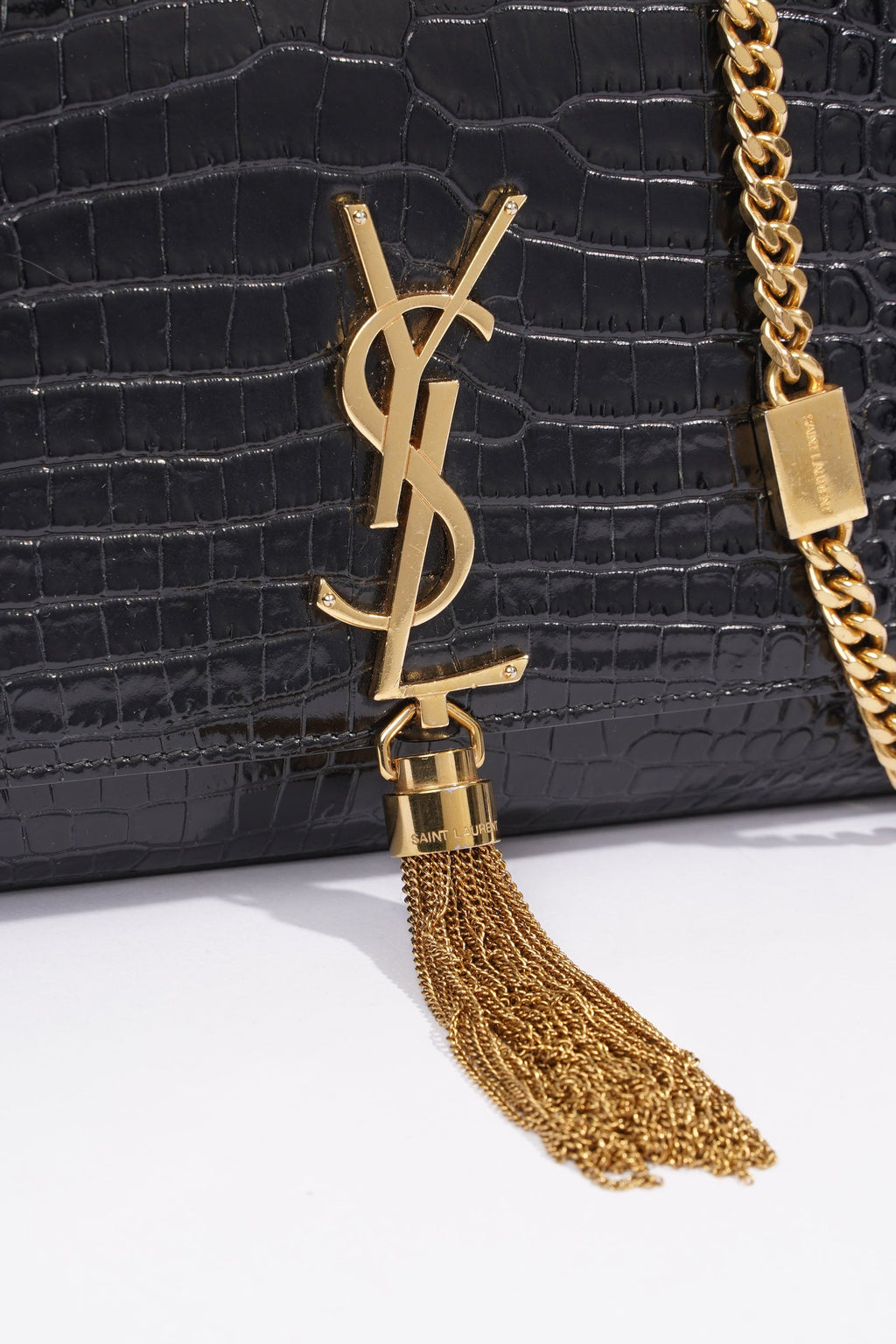 Saint Laurent Medium Kate Black Embossed Leather