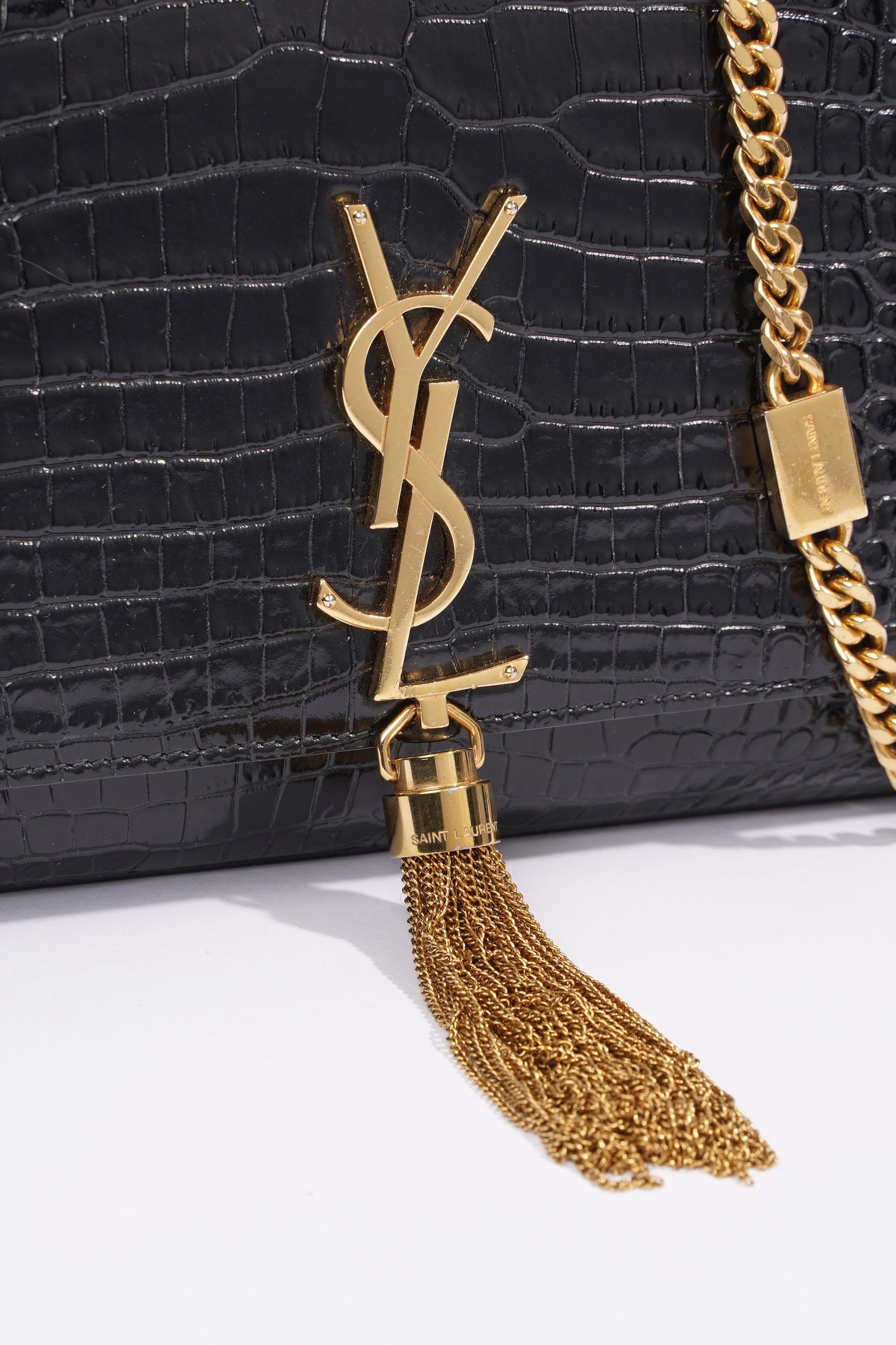 Saint Laurent Medium Kate Black Embossed Leather