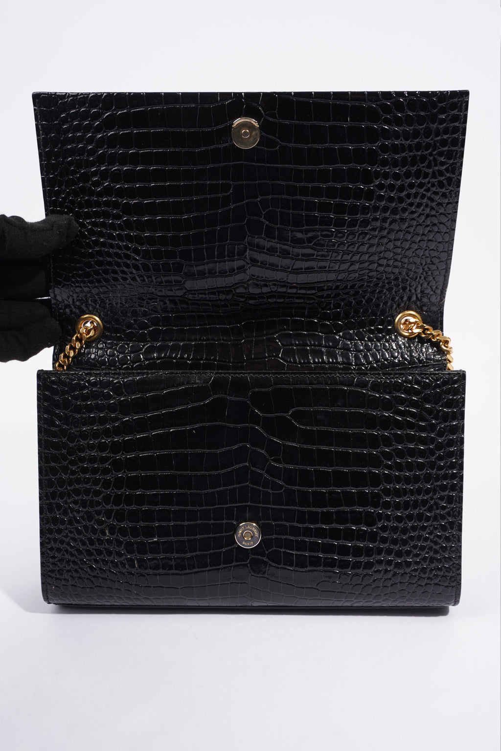 Saint Laurent Medium Kate Black Embossed Leather