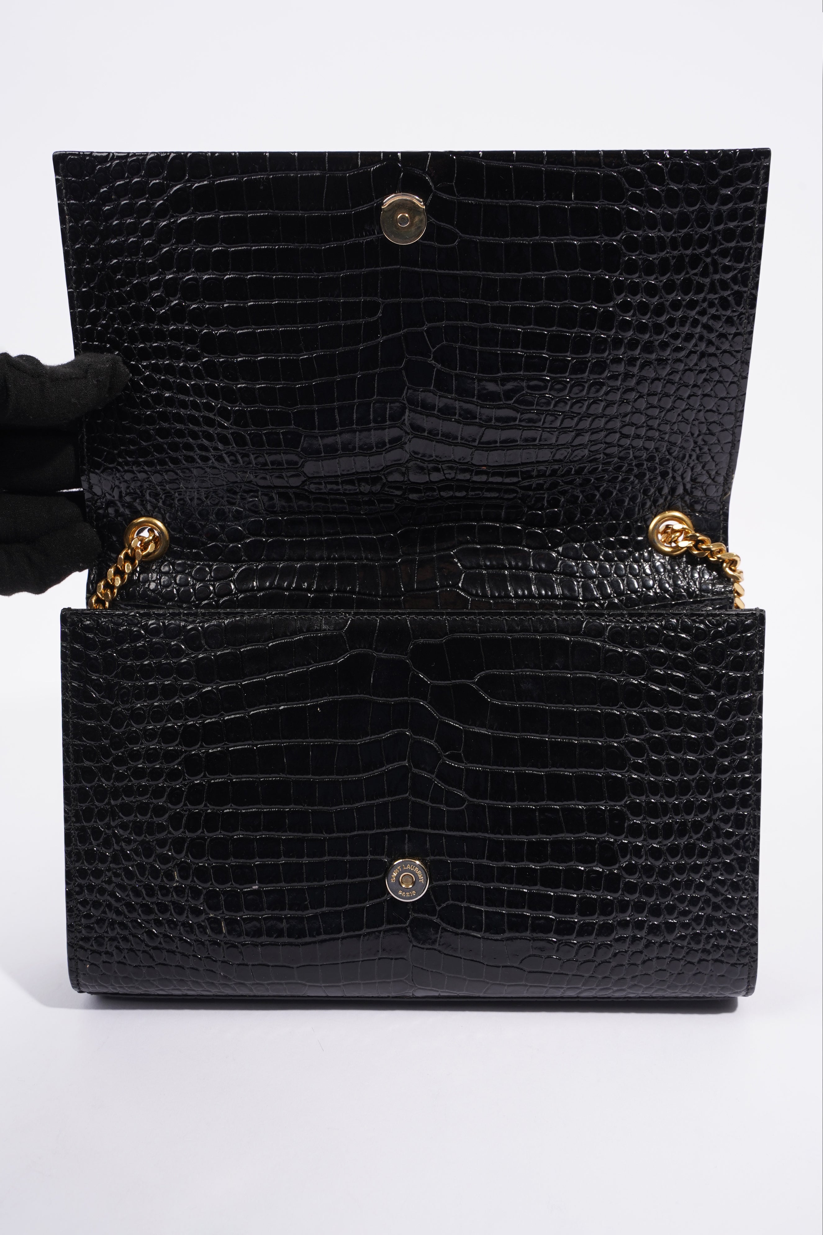 Saint Laurent Medium Kate Black Embossed Leather