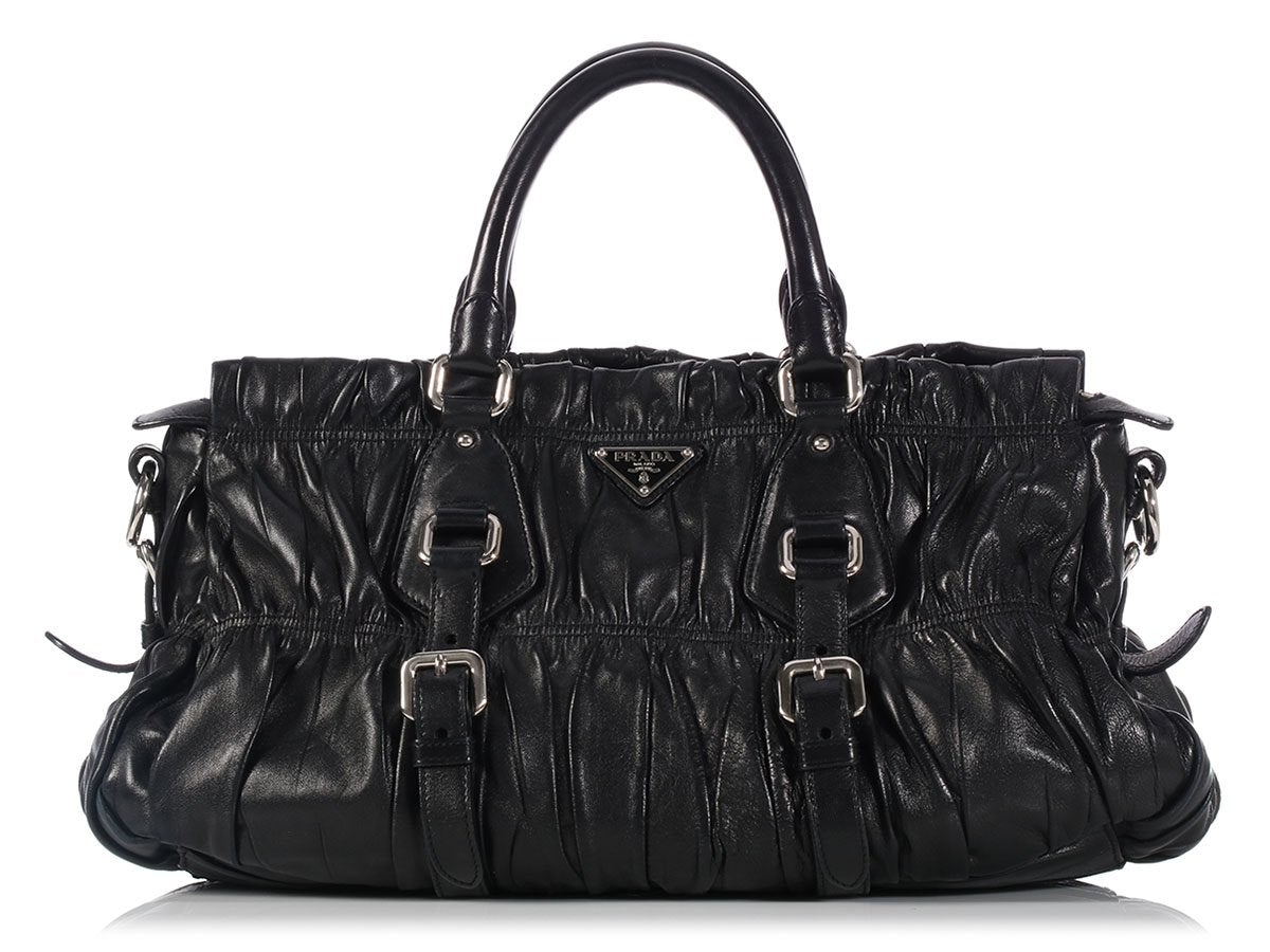 Prada Black Ruched Gaufre Bag