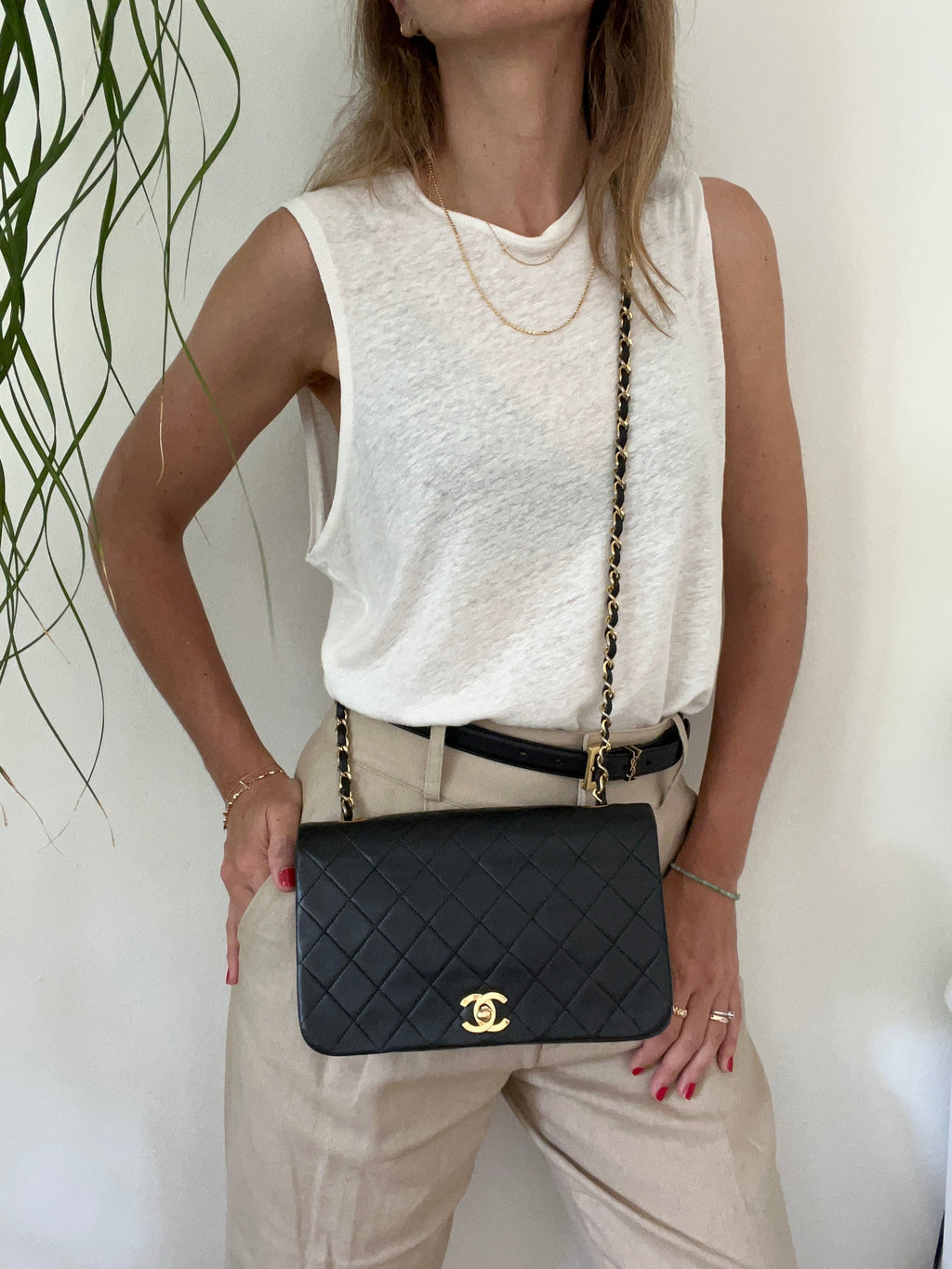 Vintage 90's CHANEL Medium Black Flap Bag