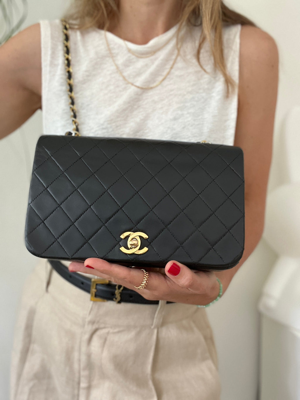 Vintage 90's CHANEL Medium Black Flap Bag