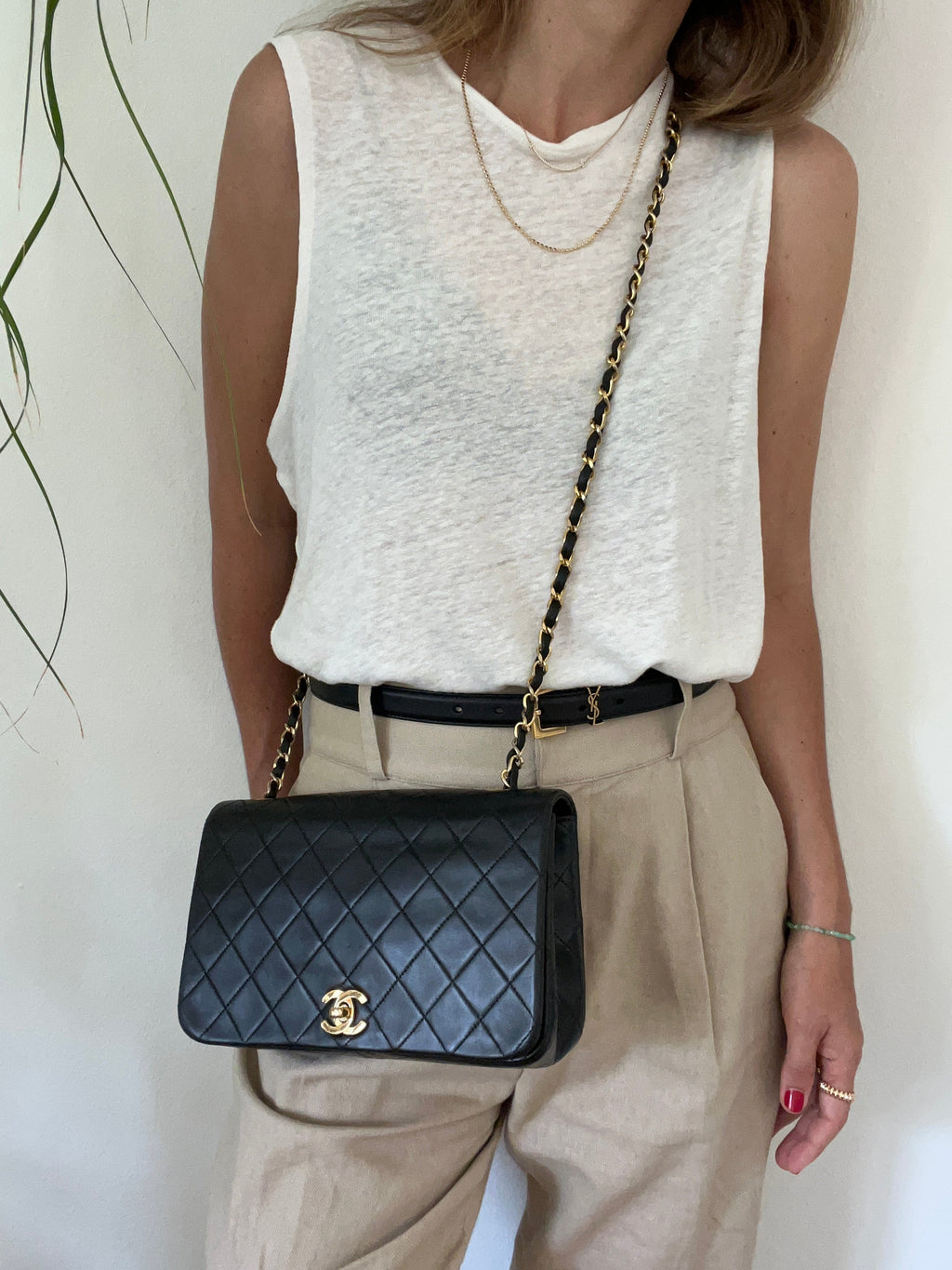 Vintage 90's CHANEL Medium Black Flap Bag