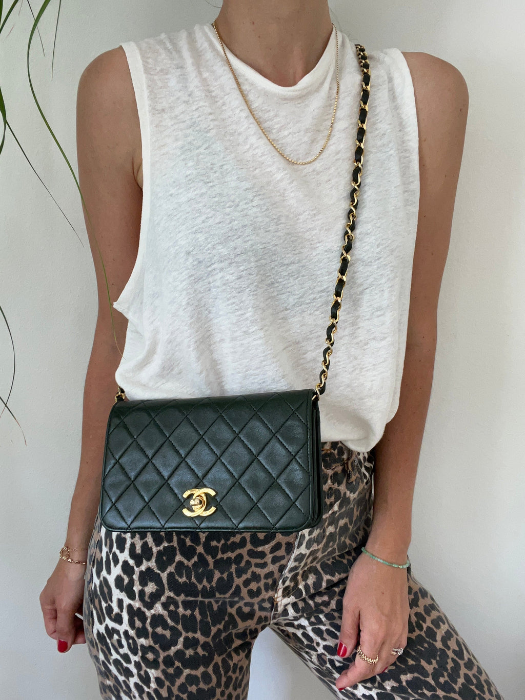 Rare Vintage 90's CHANEL Forest Green Flap Bag or Clutch