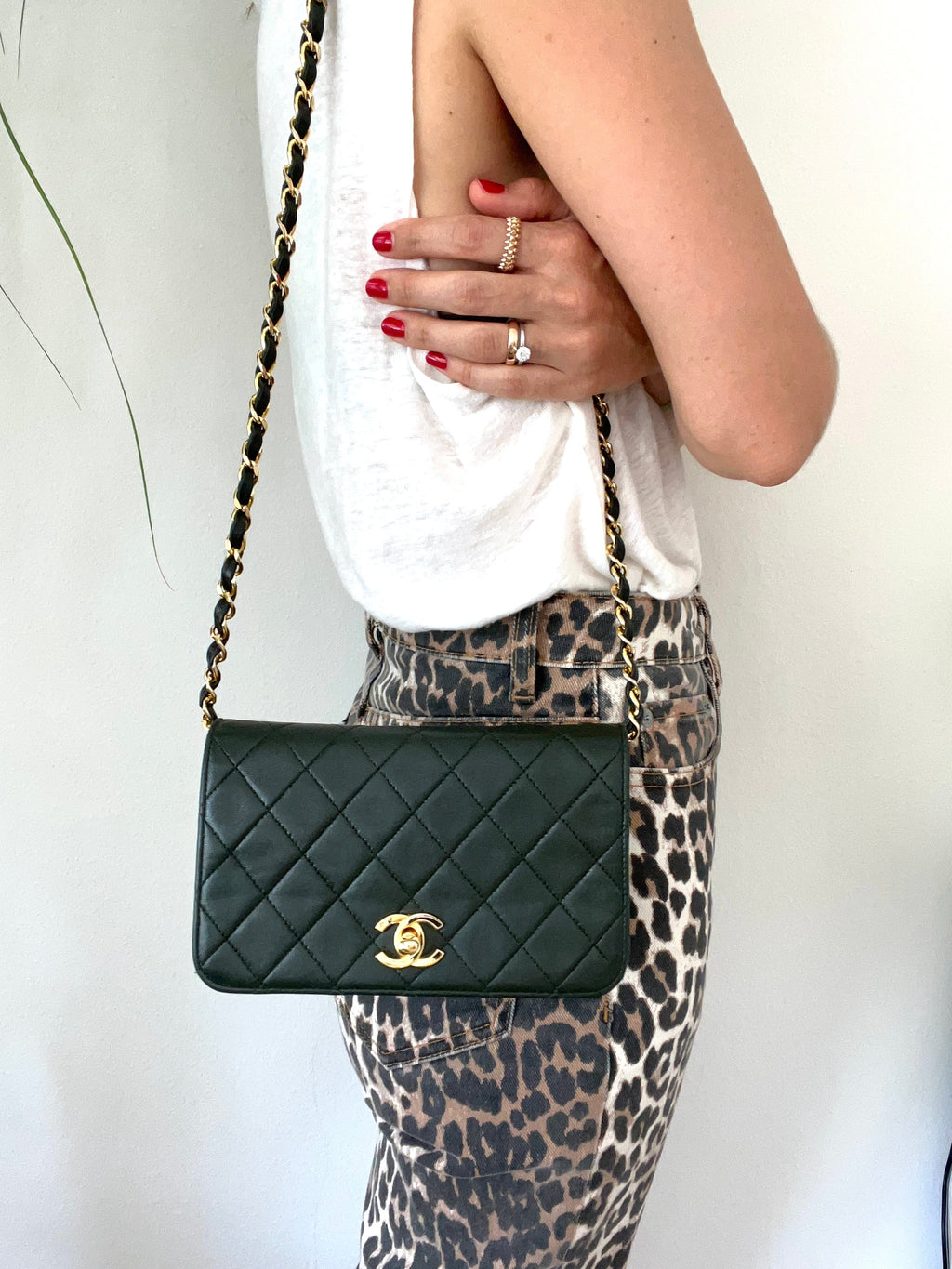 Rare Vintage 90's CHANEL Forest Green Flap Bag or Clutch