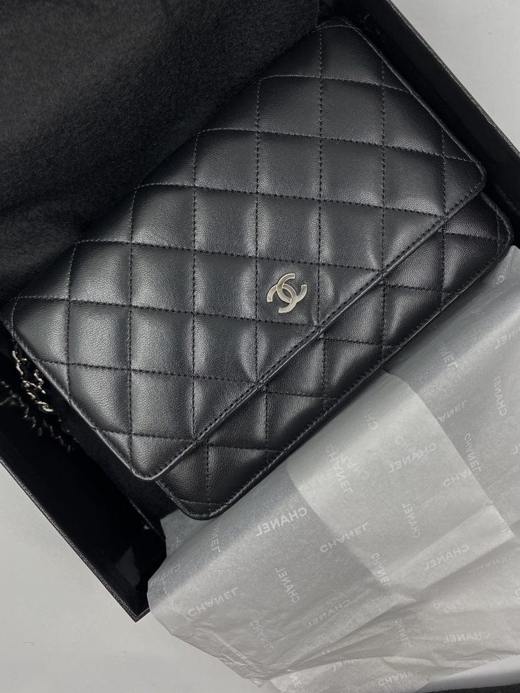 Chanel Classic Wallet on Chain - Black Lambskin Leather