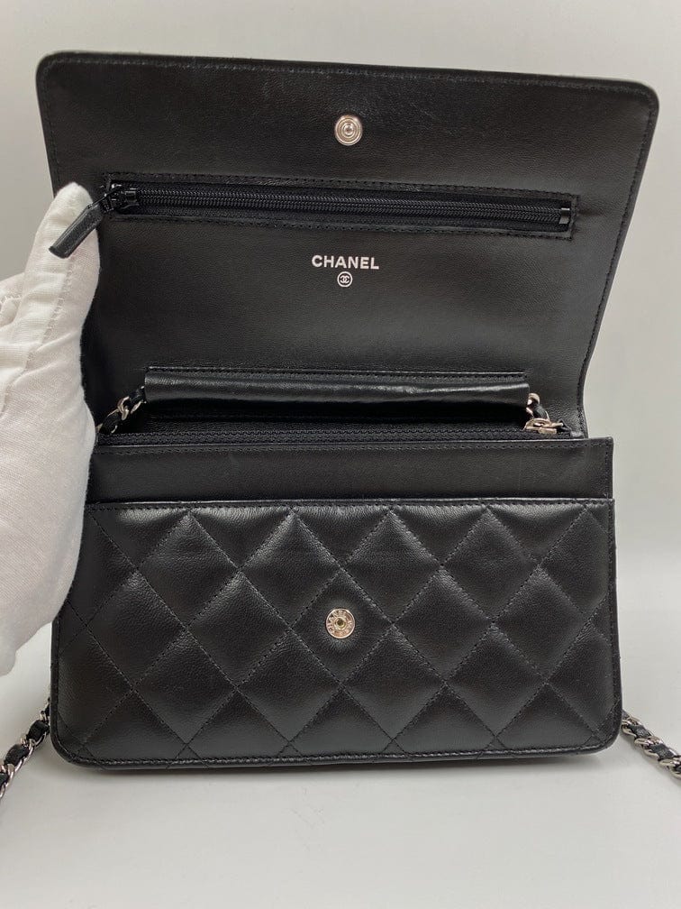 Chanel Classic Wallet on Chain - Black Lambskin Leather