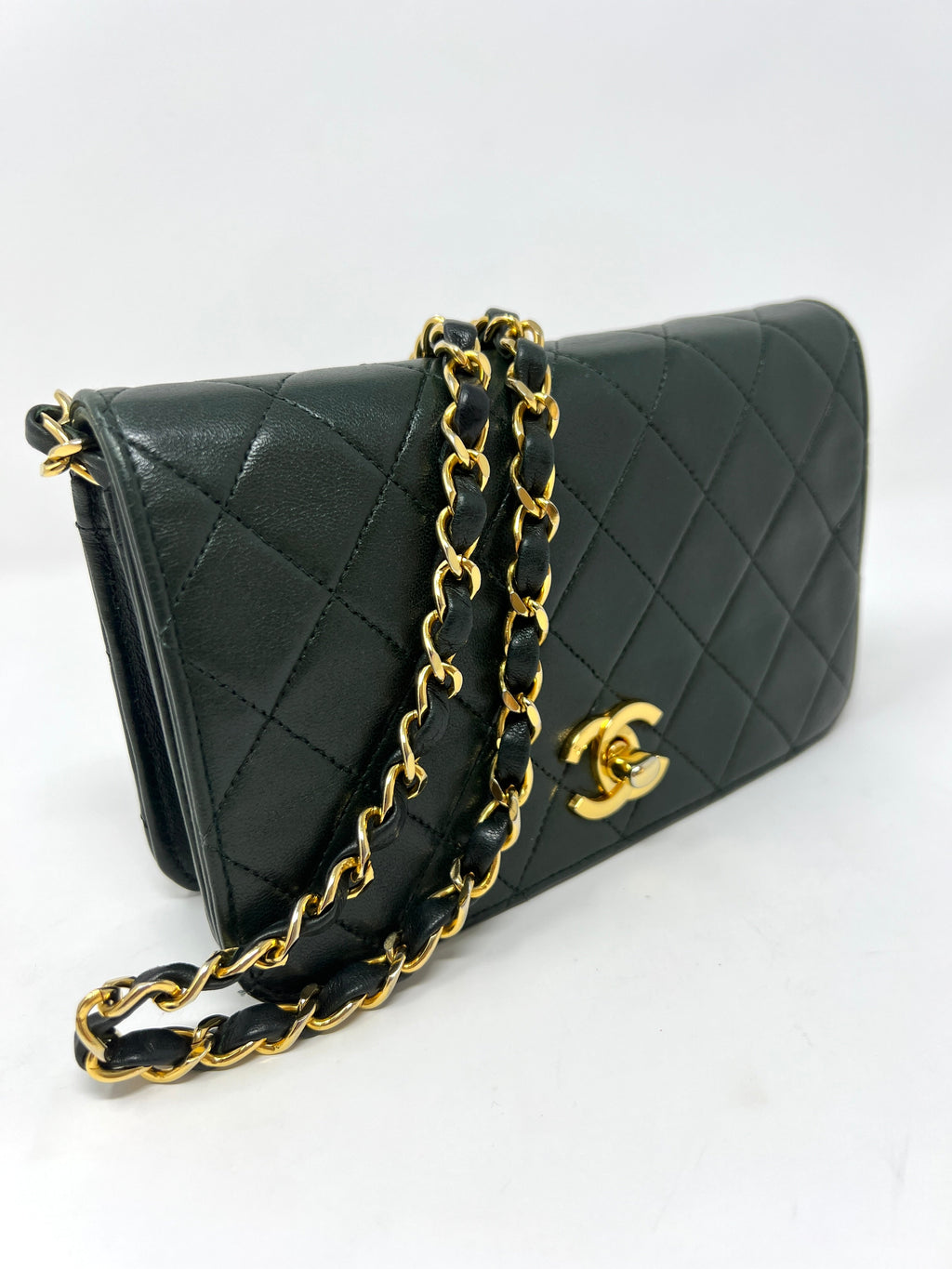 Rare Vintage 90's CHANEL Forest Green Flap Bag or Clutch