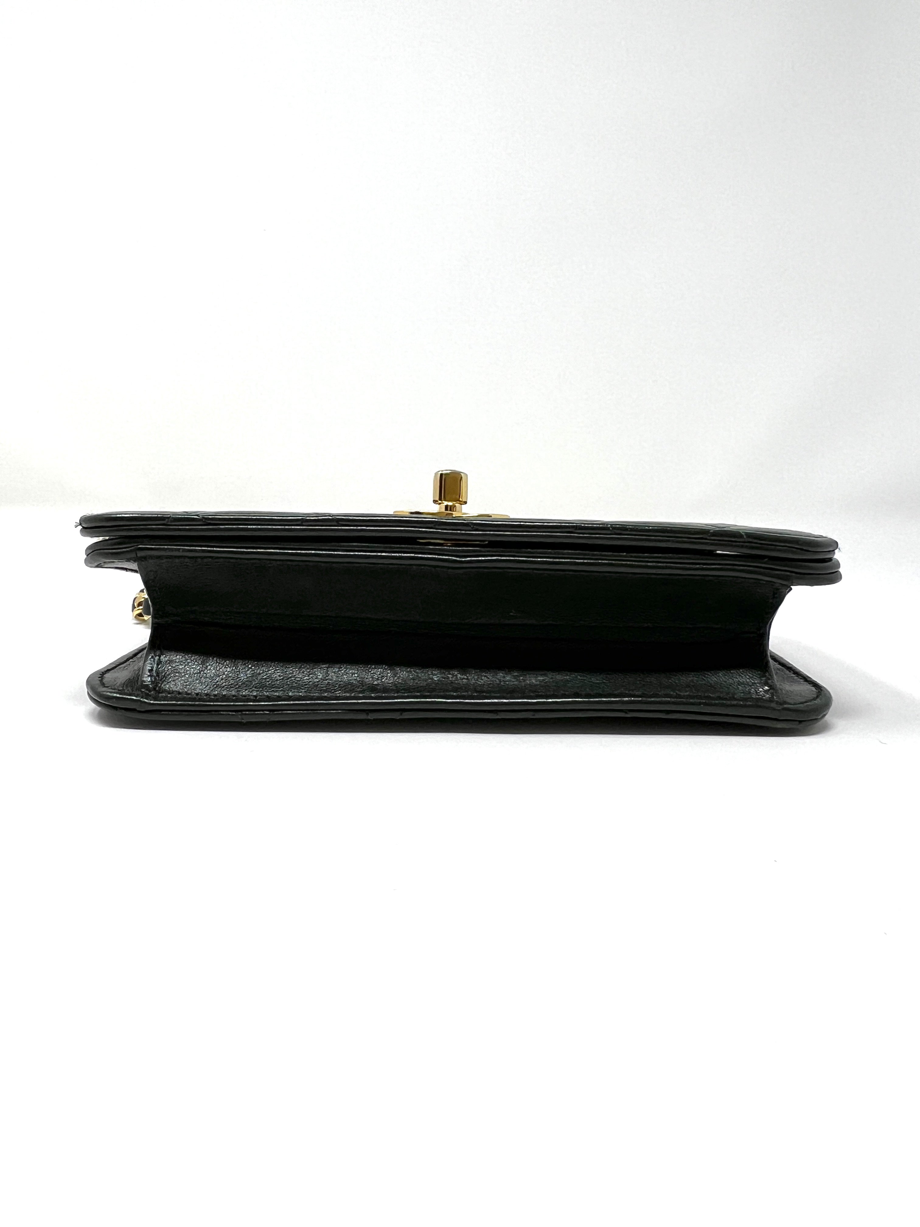 Rare Vintage 90's CHANEL Forest Green Flap Bag or Clutch