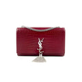 Saint Laurent Medium Kate Crocodile Embossed Burgundy