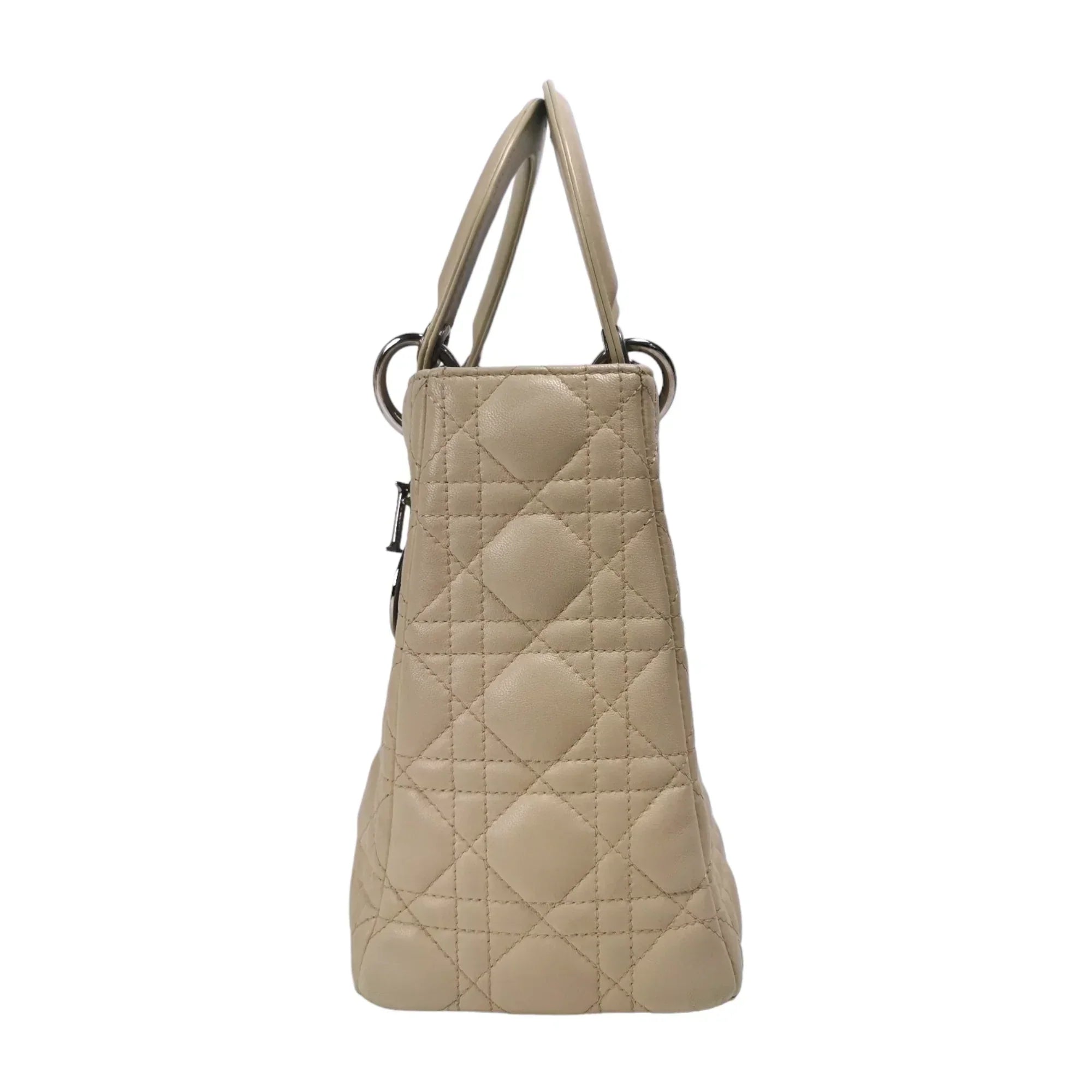Dior Lady Dior Medium Beige Cannage Lambskin Gold