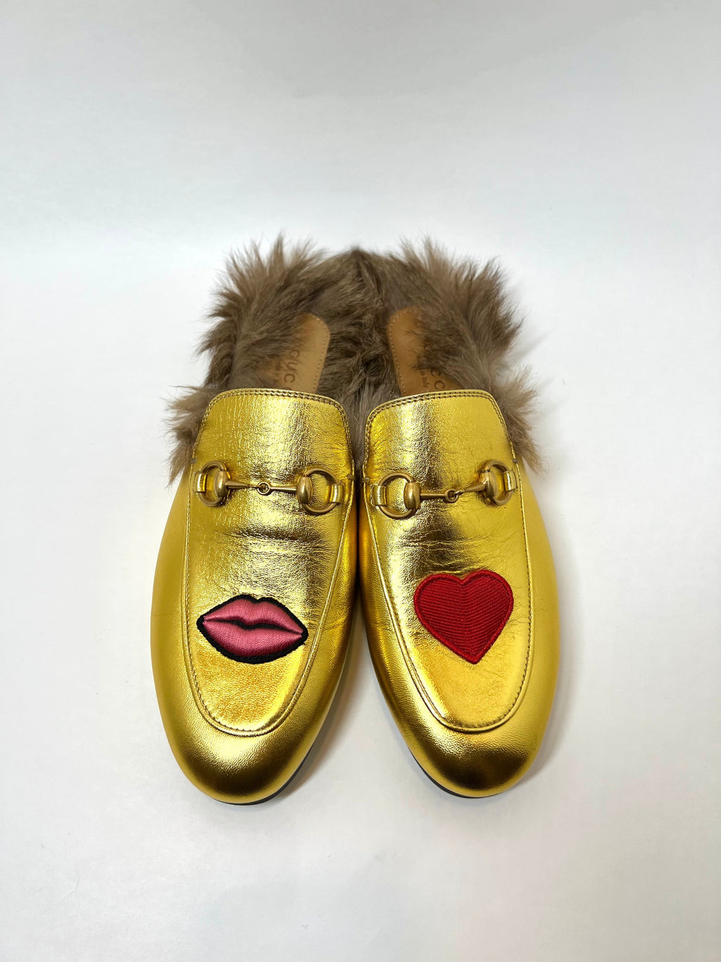 Gucci Gold Princetown Mules