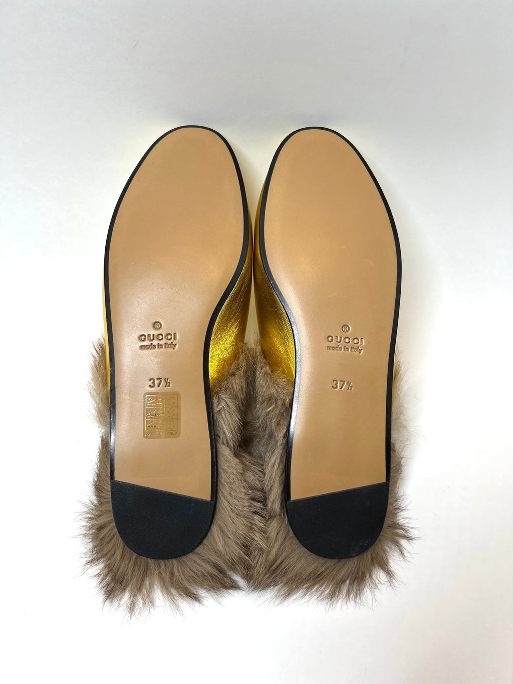 Gucci Gold Princetown Mules